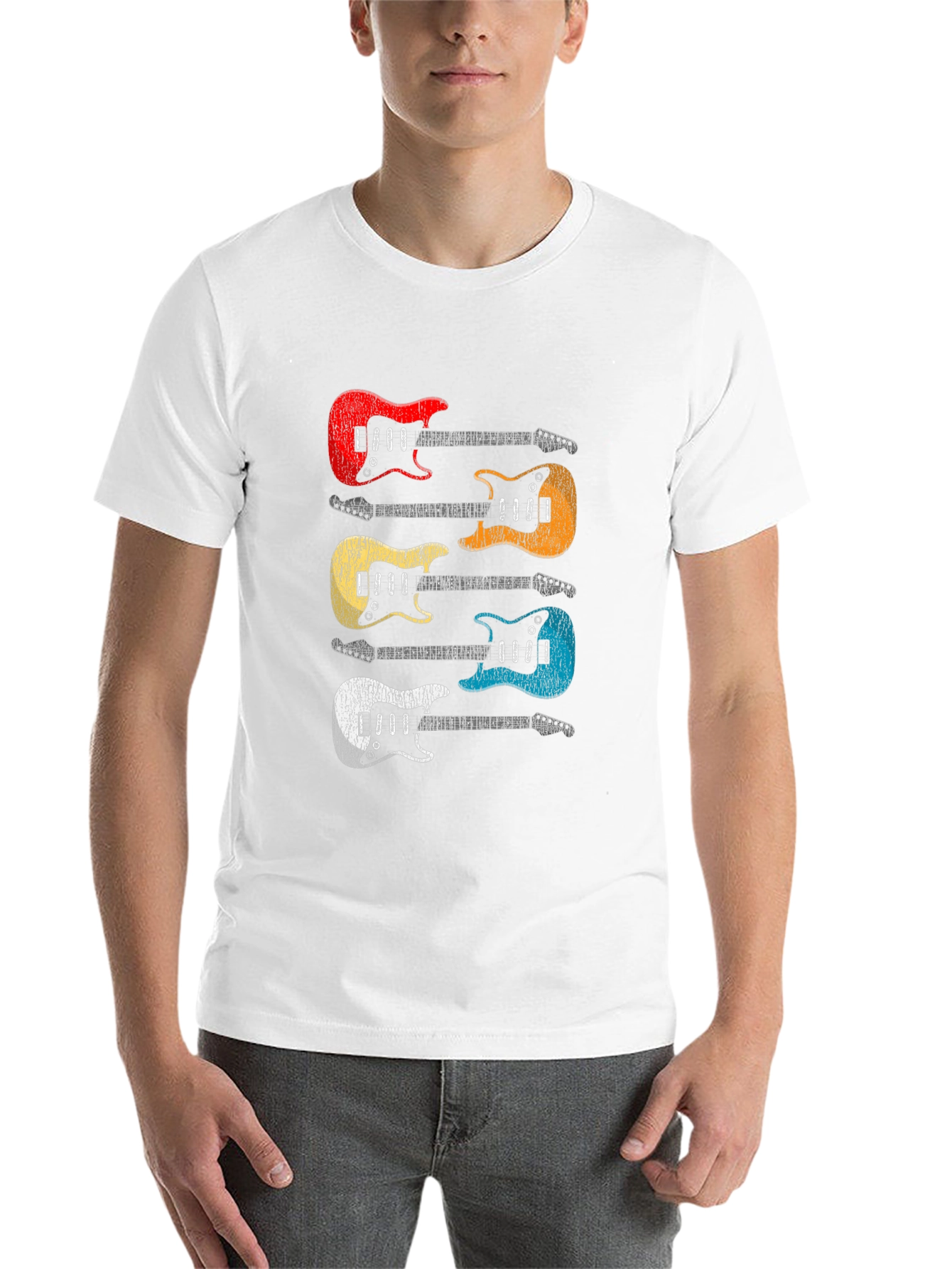 Black Retro Guitar T-Shirt - Colorful Music Tee view 14