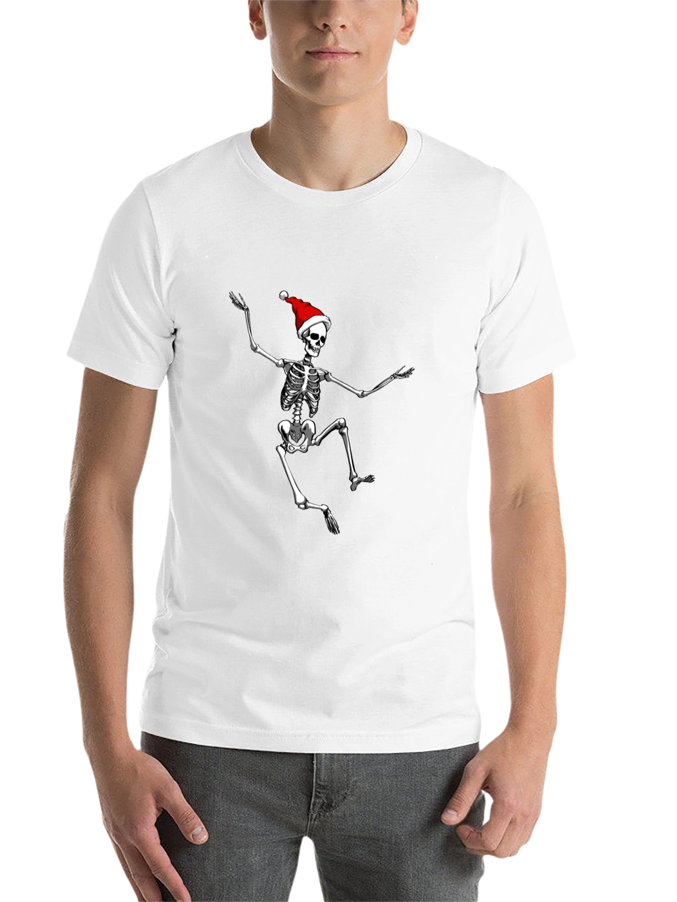 Black Skeleton Santa Black T-Shirt: Holiday Spooky Style view 14