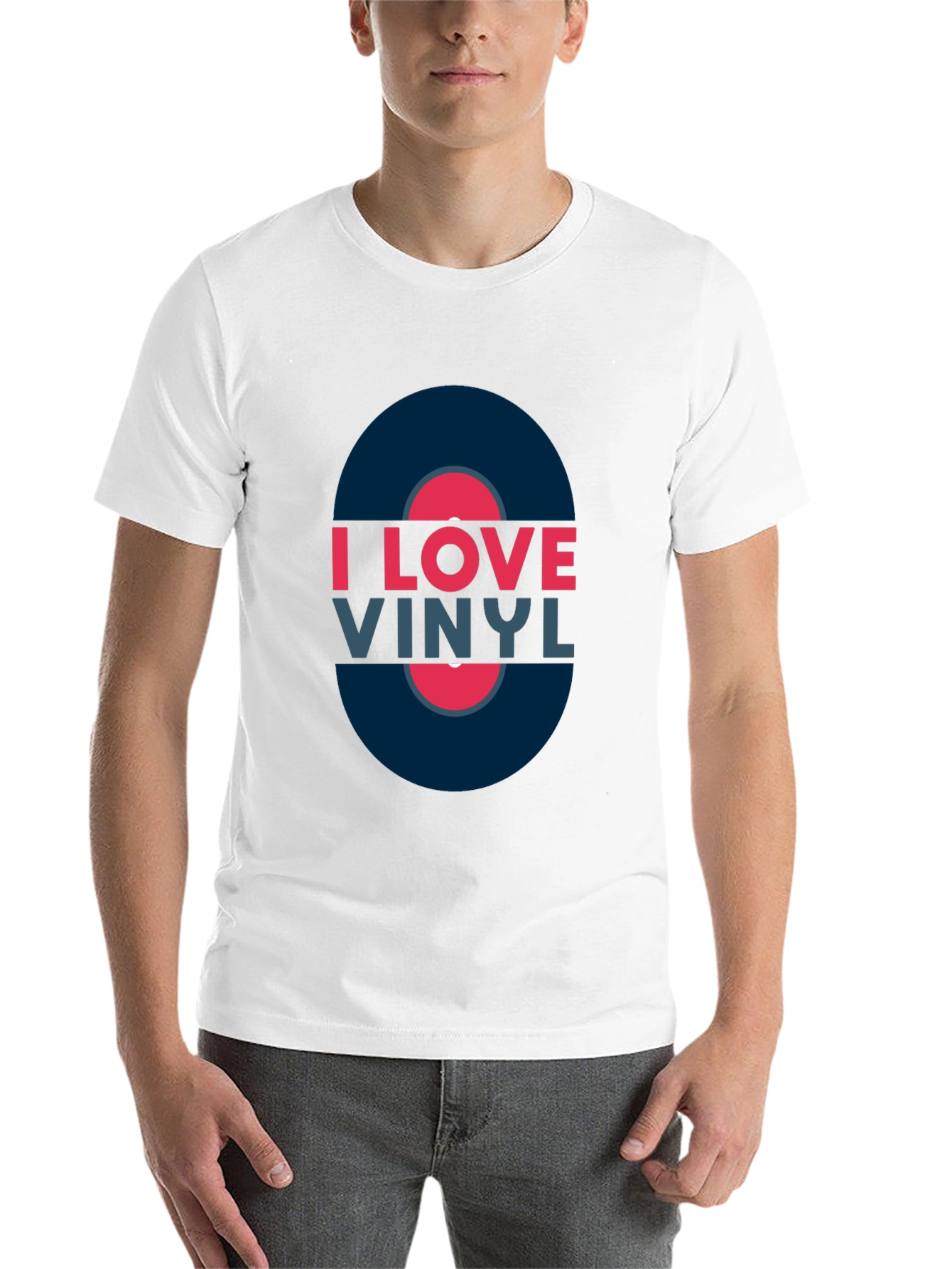Black I Love Vinyl Black T-Shirt - Music Lover Tee view 14