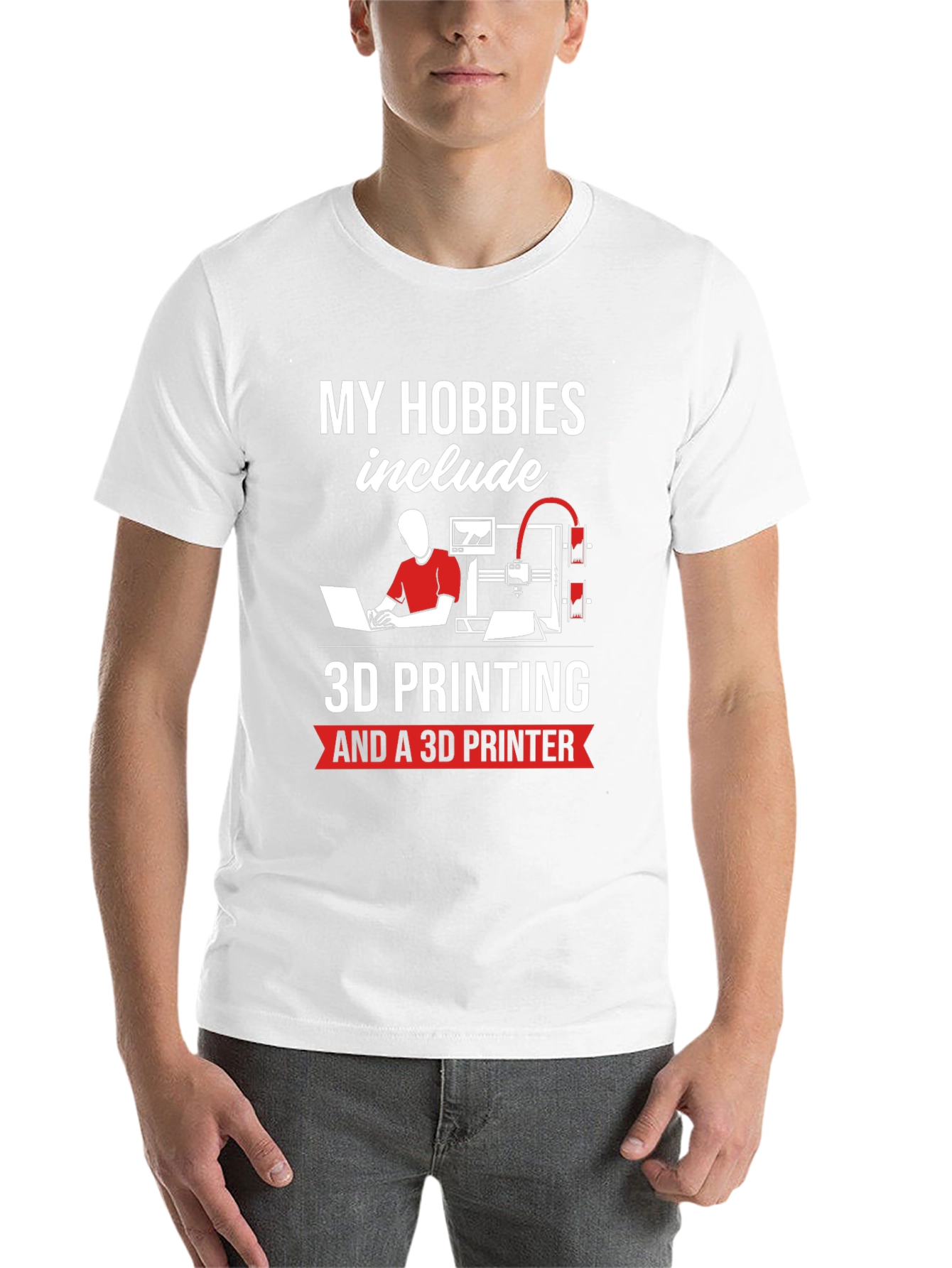 Black 3D Printing Hobbyist T-Shirt - "My Hobbies Include" view 14