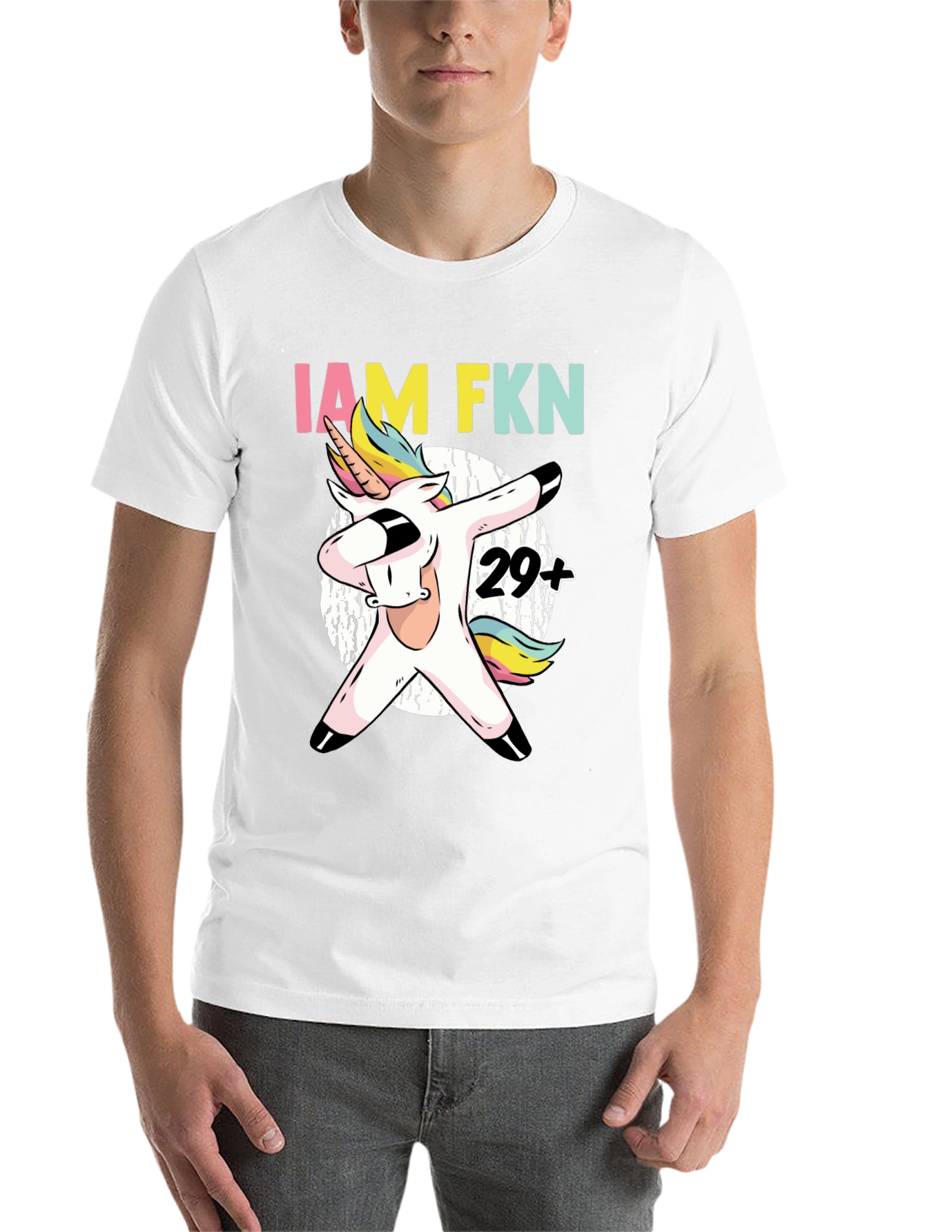 Black IAM FKN 29+ Unicorn Dabbing T-Shirt view 14