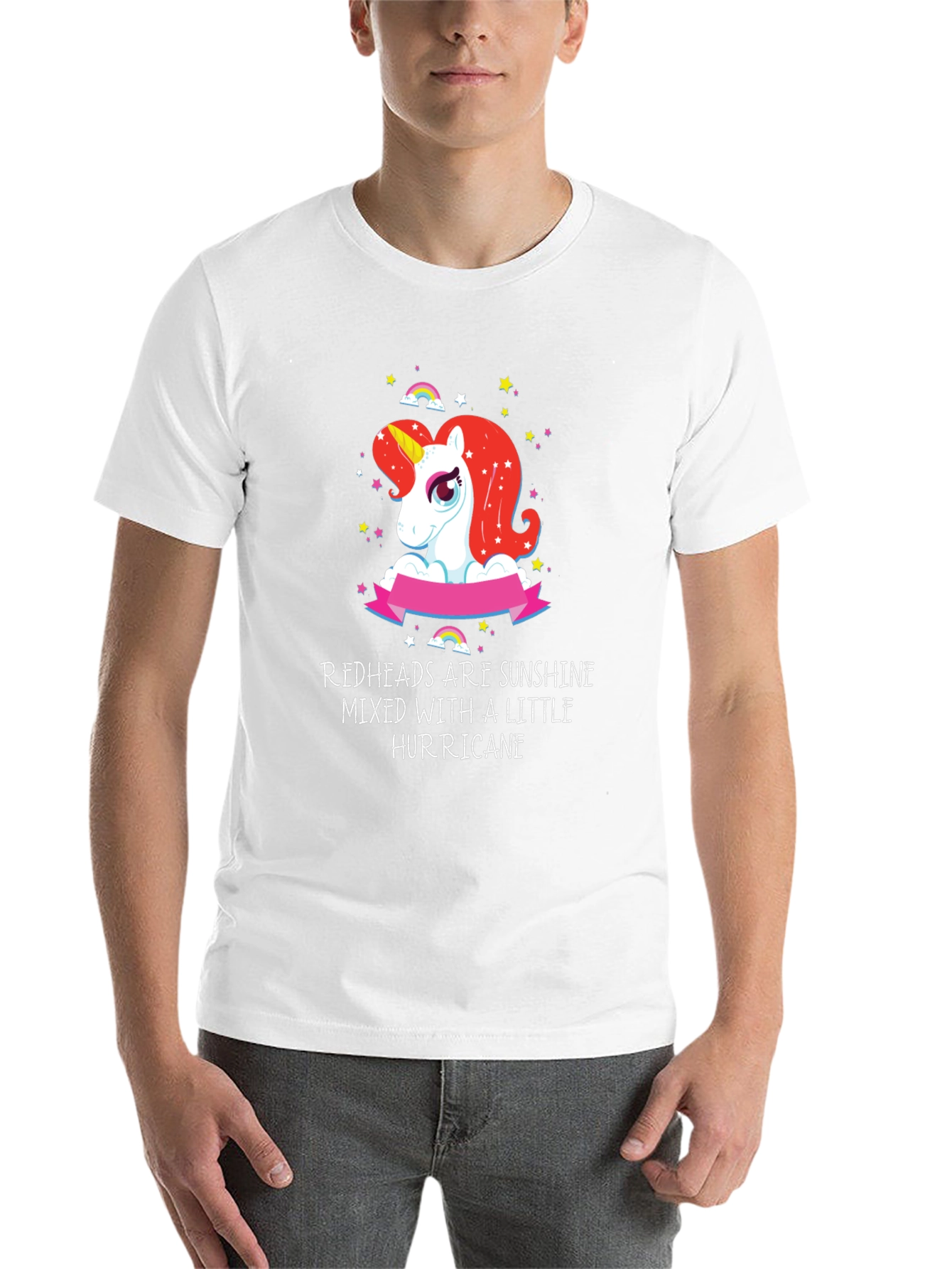 Black Redhead Sunshine Hurricane Unicorn Black T-Shirt view 14