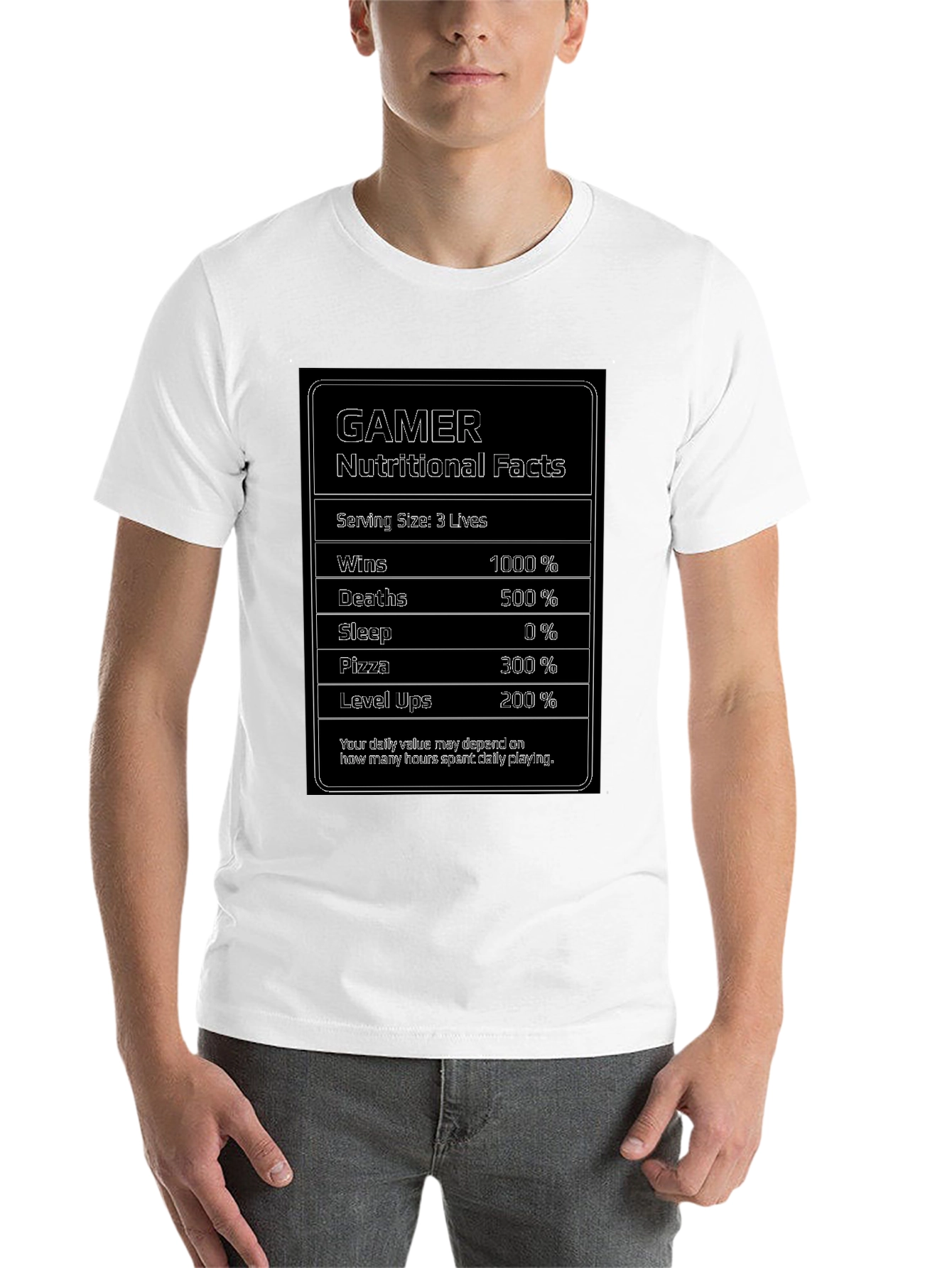 Black Gamer Nutritional Facts Funny T-Shirt view 14