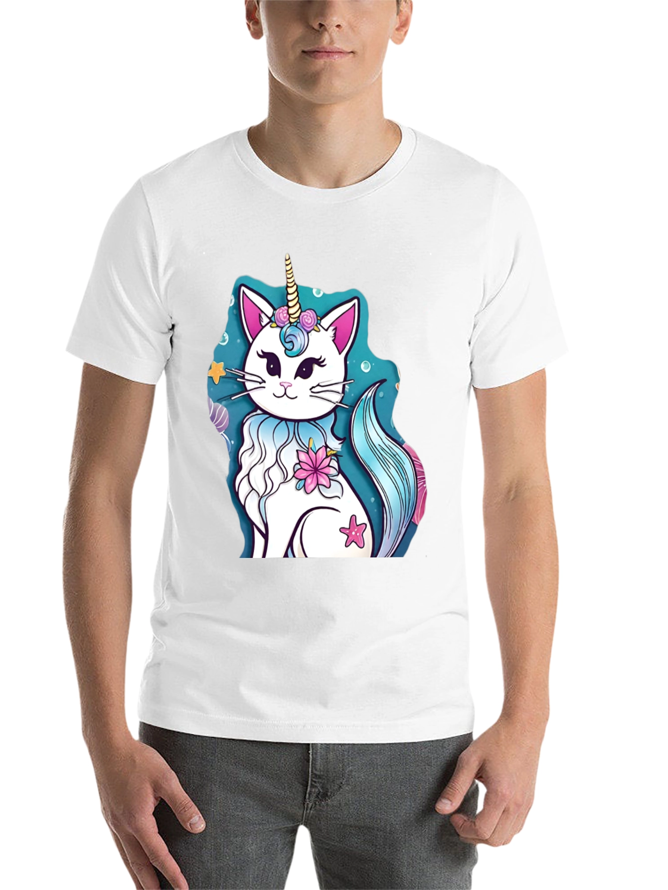 Black Unicat T-Shirt - Cat Unicorn Design view 14