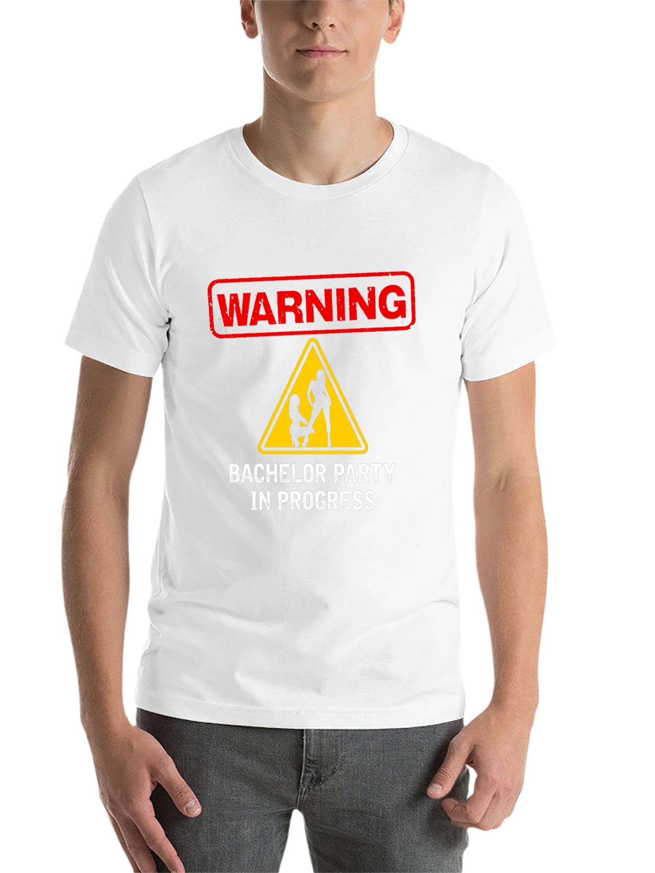 Black Warning: Bachelor Party in Progress T-Shirt view 14