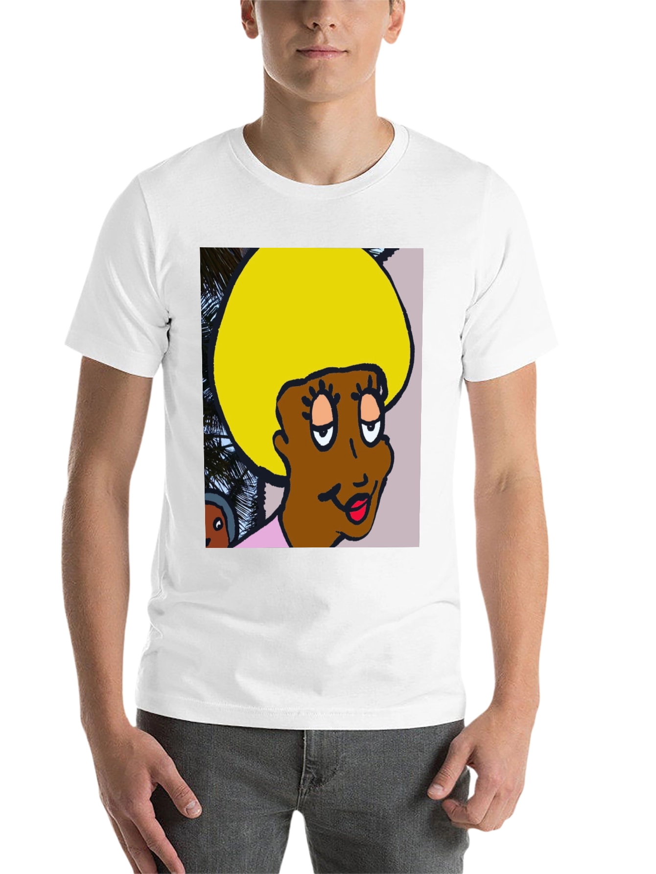 Black Retro Cartoon Afro T-Shirt view 14