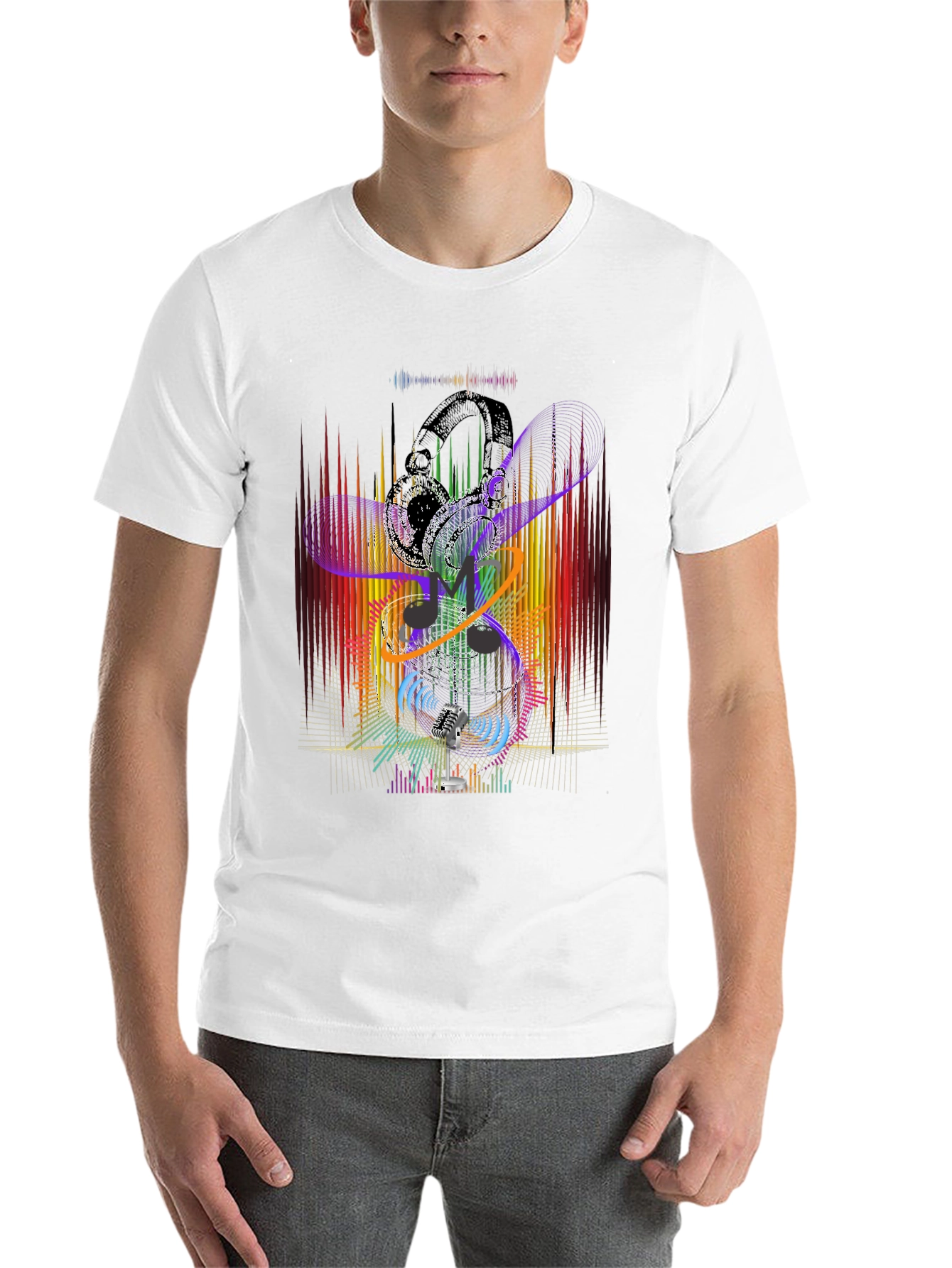 Black Abstract Music Graphic Black T-Shirt view 14