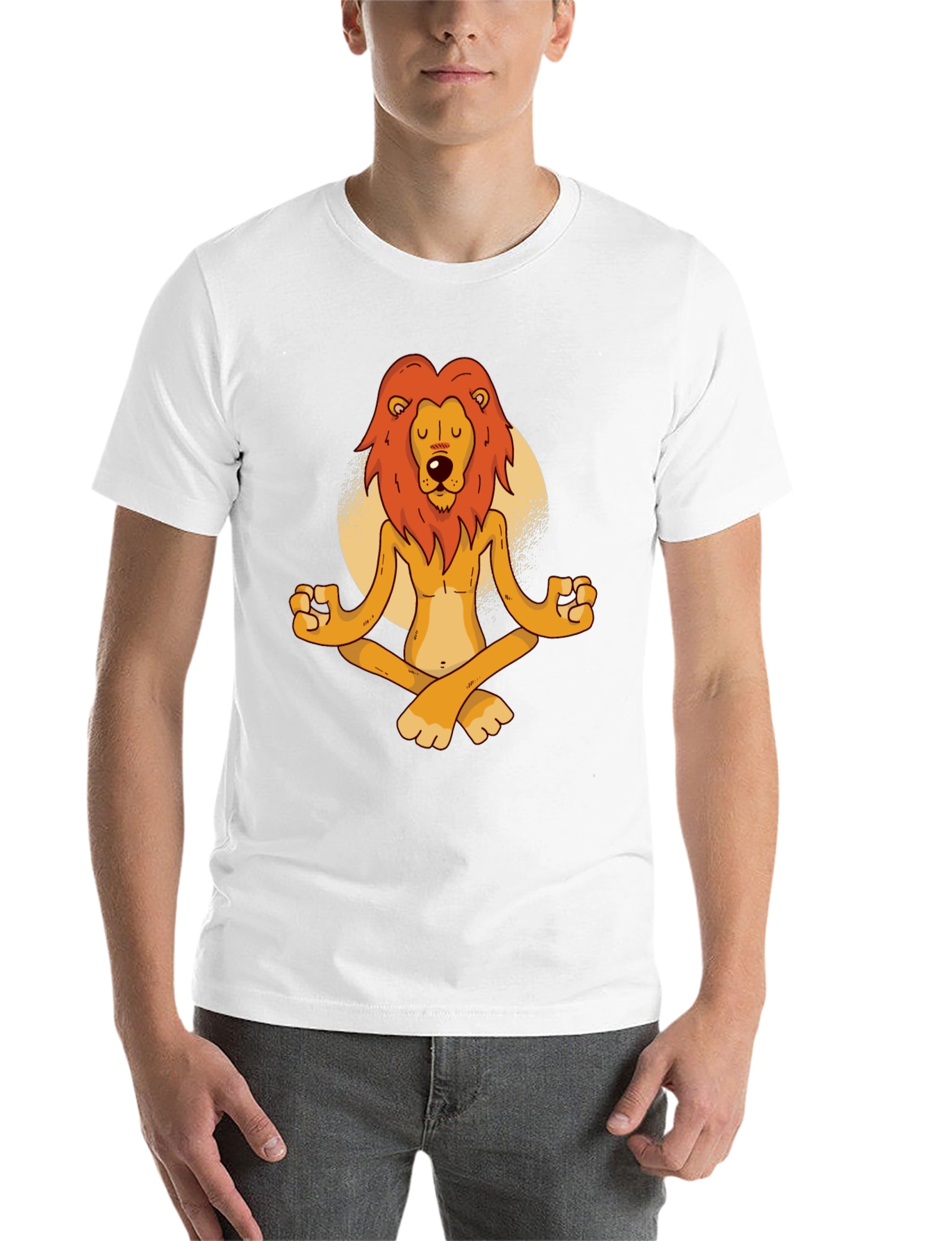 Black Meditating Lion Graphic Tee - Relaxed Fit Black T-Shirt view 14