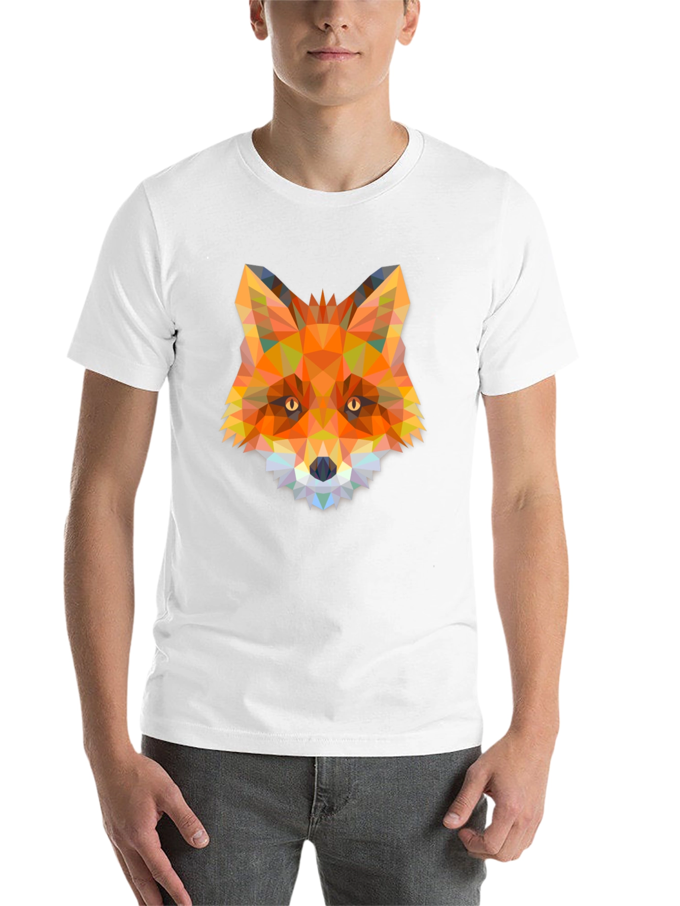 Black Geometric Fox T-Shirt - Modern Animal Design view 14