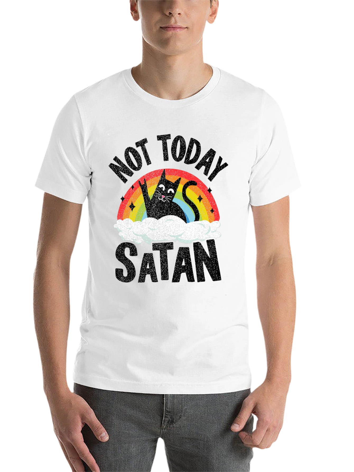 Black Not Today Satan Cat Graphic T-Shirt view 14