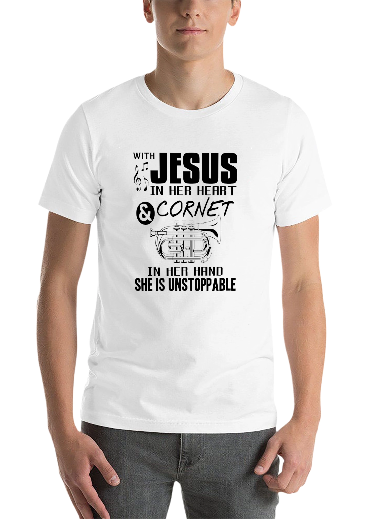 Black Unstoppable With Jesus & Cornet Black T-Shirt view 14