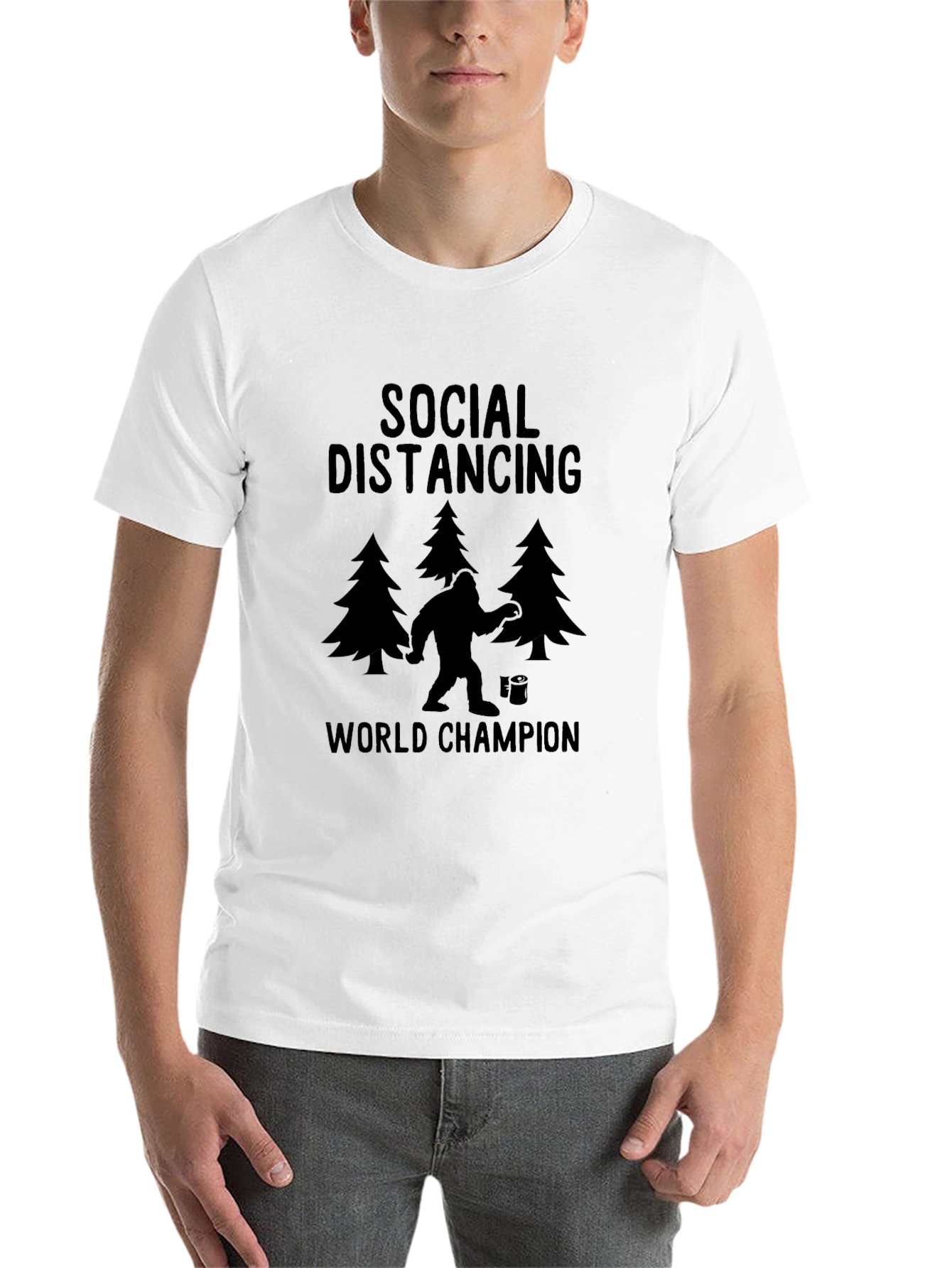 Black Social Distancing World Champion T-Shirt view 14