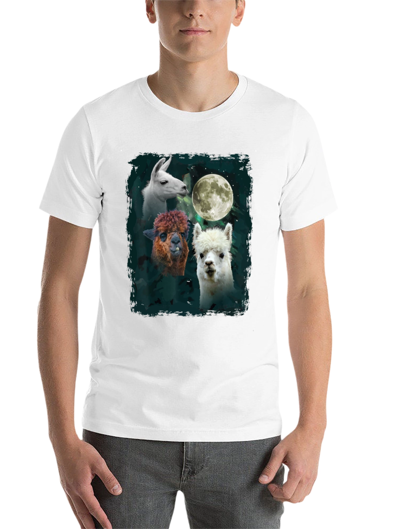 Black Llama Moon T-Shirt - Unique Animal Graphic Tee view 14