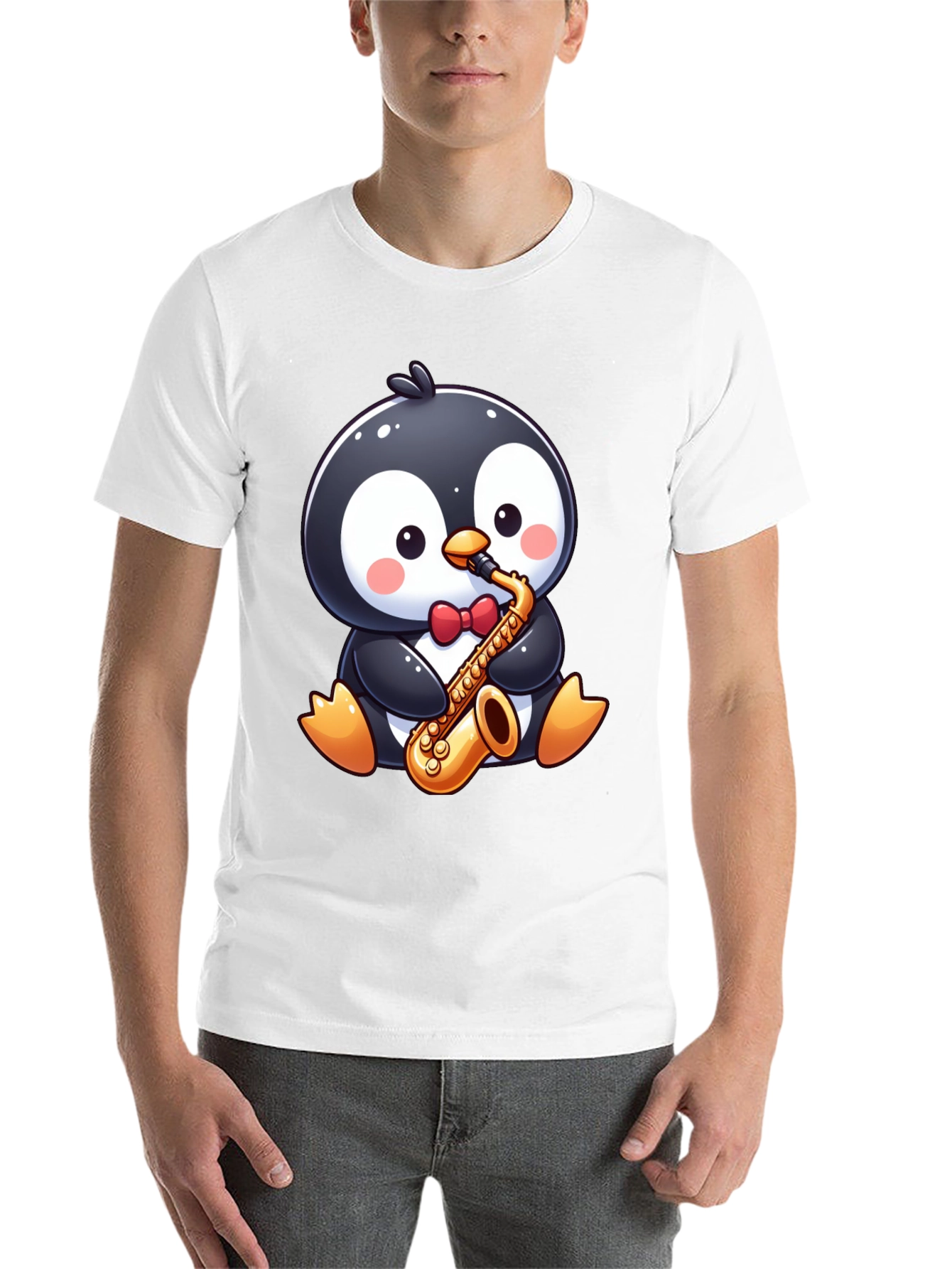 Black Penguin Sax Player T-Shirt view 14
