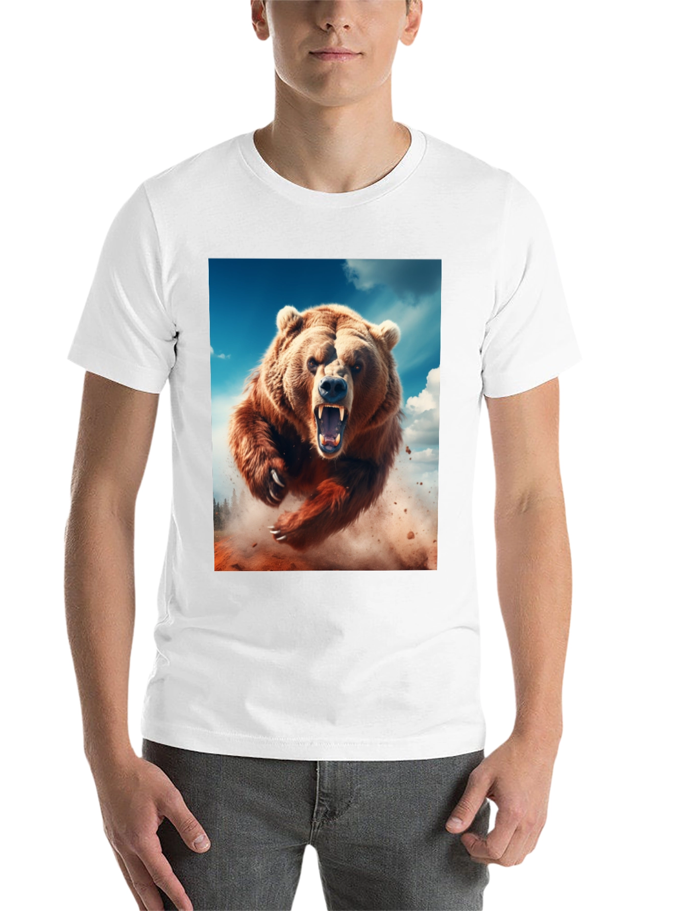 Roaring Bear Graphic Tee - Black Cotton Comfort - 14