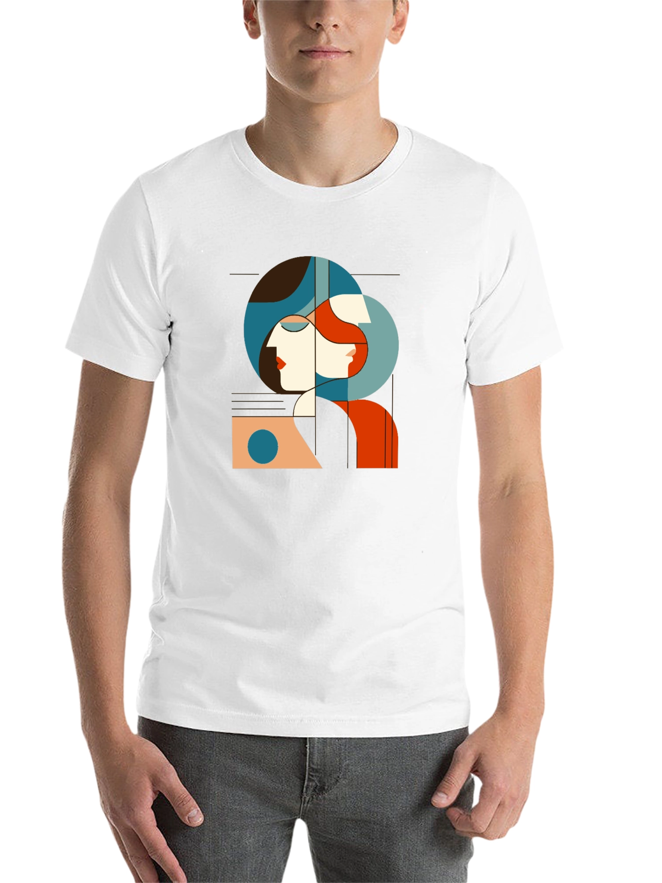 Black Abstract Woman Graphic Tee - Unisex Black T-Shirt view 14