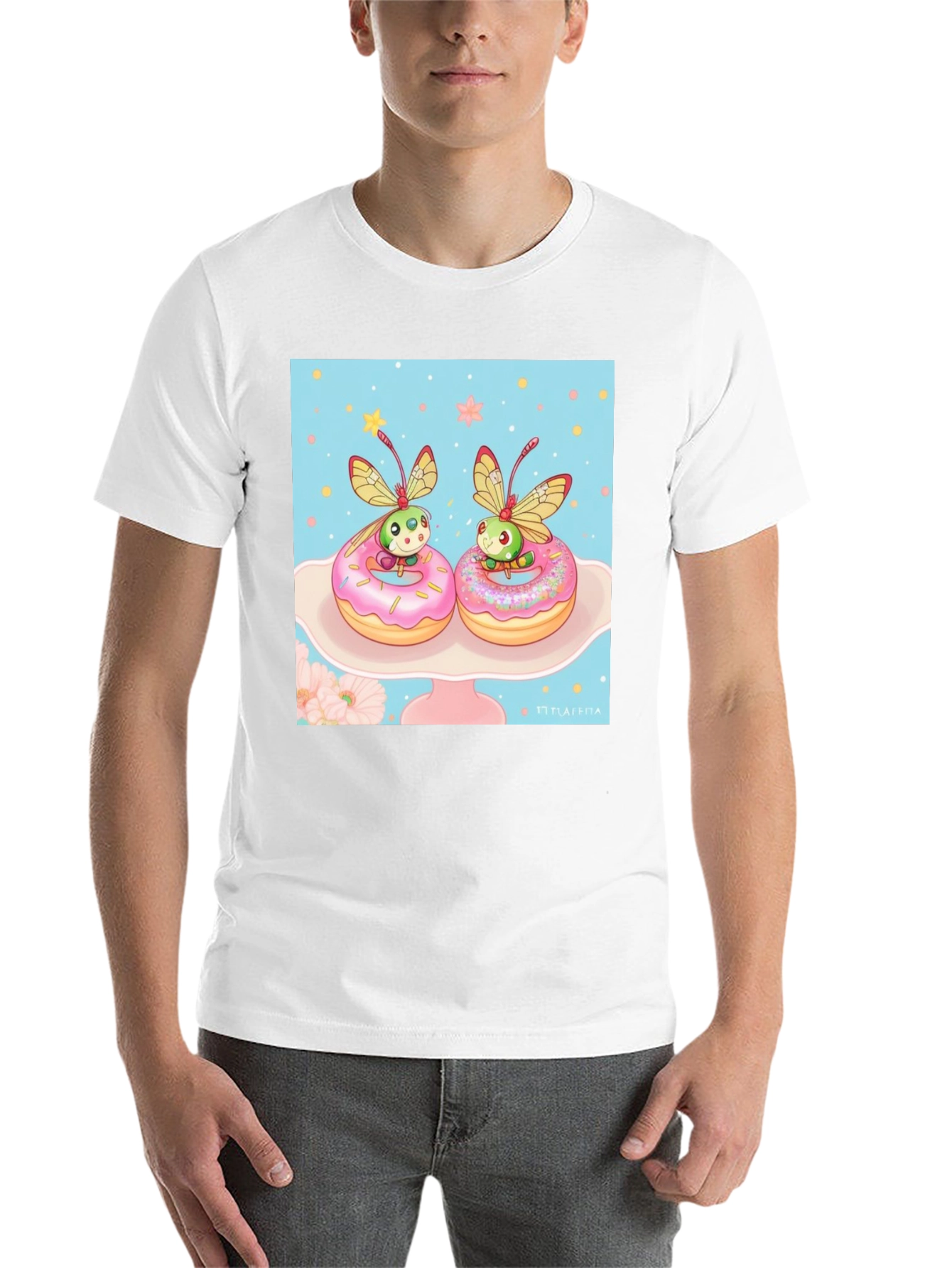 Black Cute Bug on Donut T-Shirt view 14