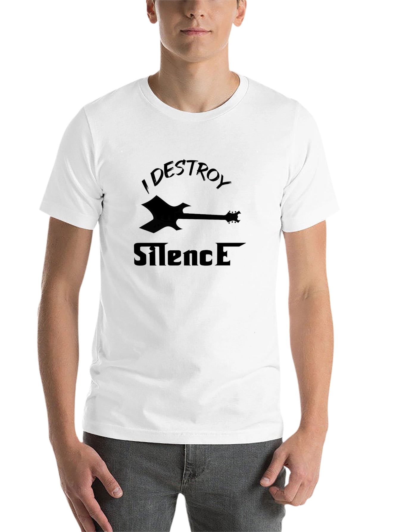 Black I Destroy Silence Guitar T-Shirt view 14