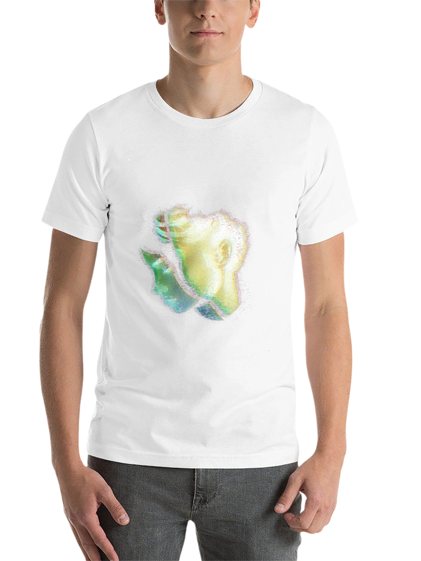 Black Abstract Two-Face Graphic Black T-Shirt view 14