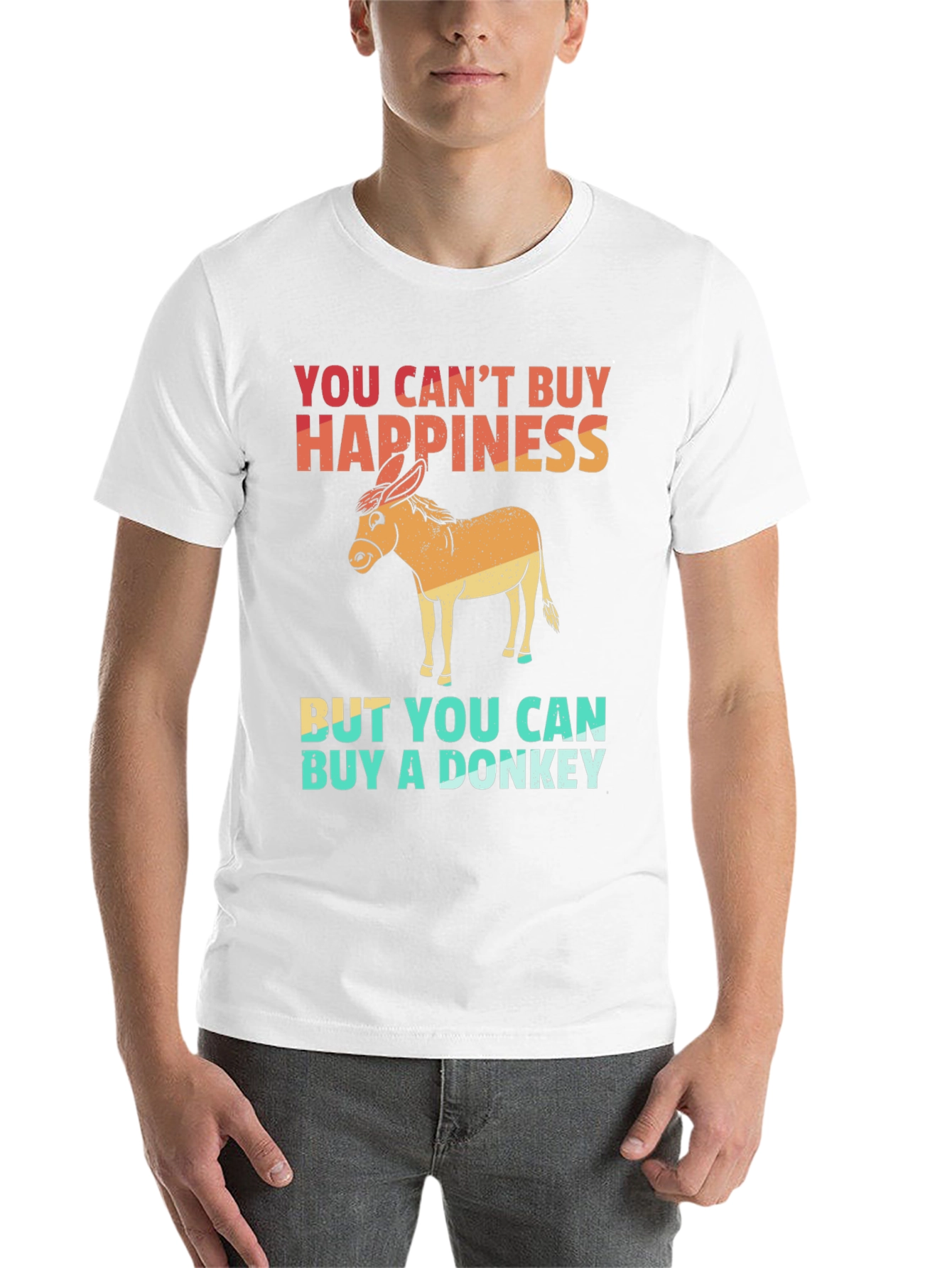 Black Funny Donkey Graphic Tee - You Can't Buy Happiness view 14
