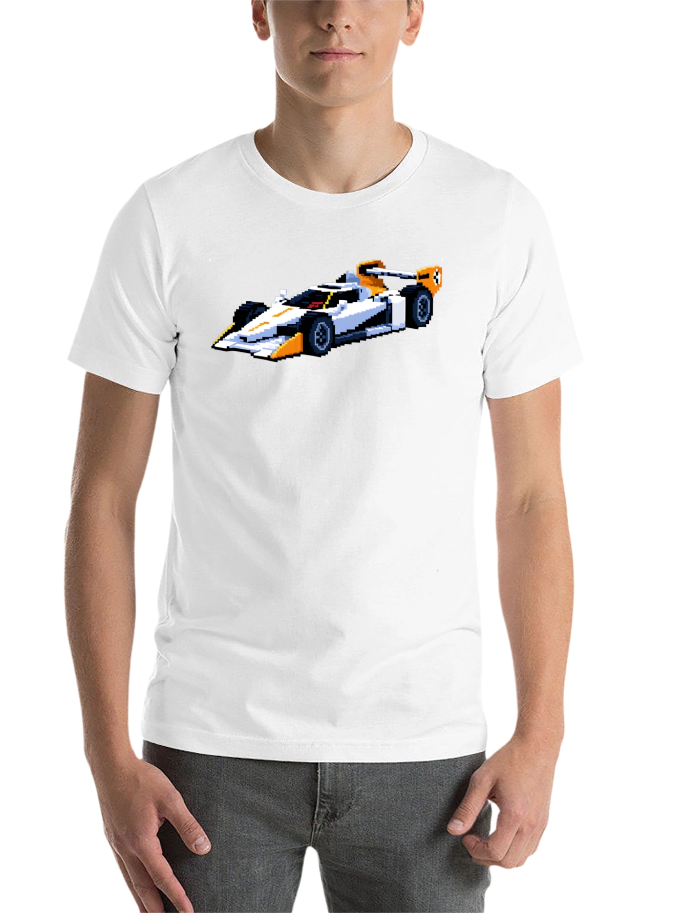 Black Retro Pixel Racer T-Shirt - Black Cotton Tee view 14