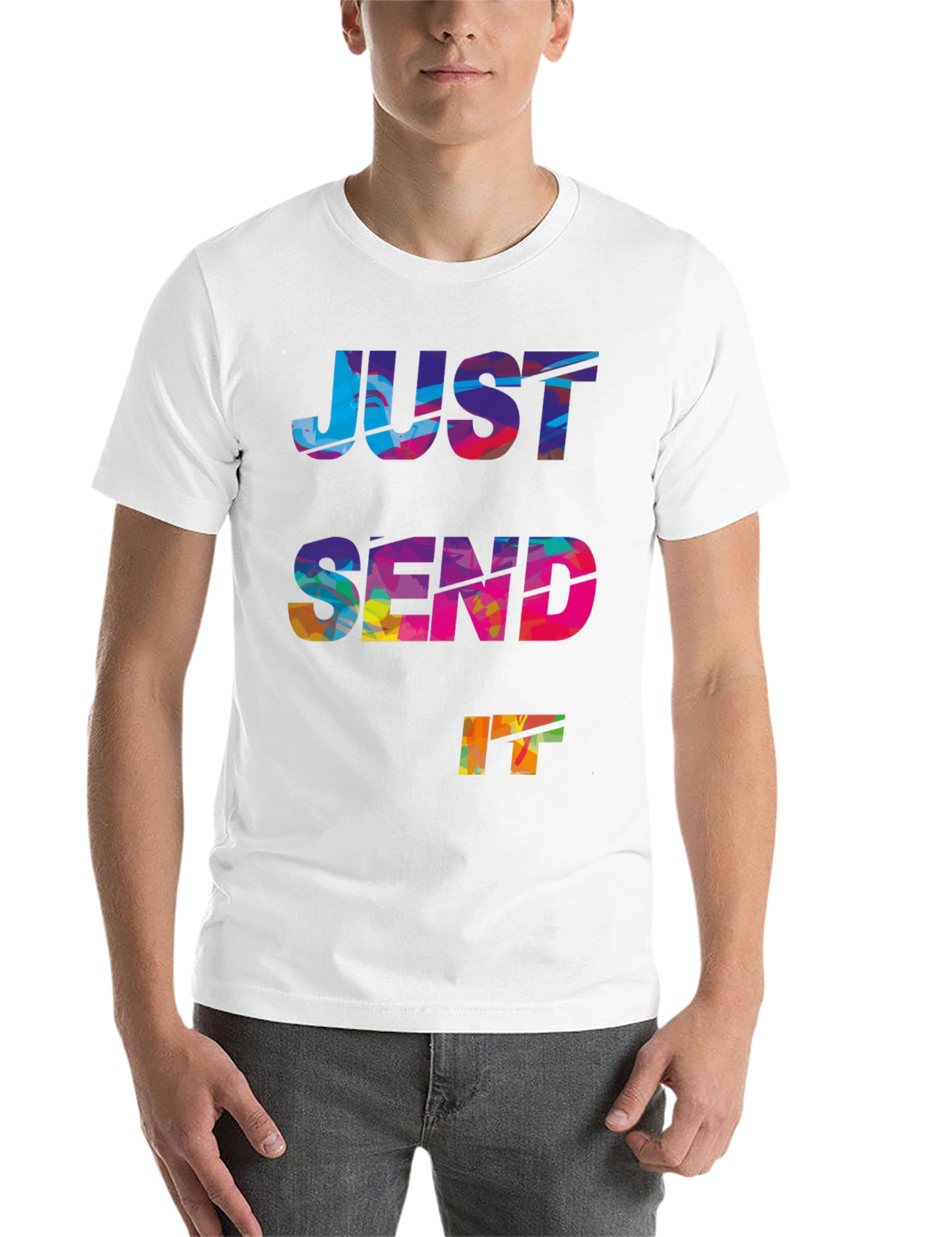 Black Just Send It Graphic Tee - Bold Multicolor Design view 14