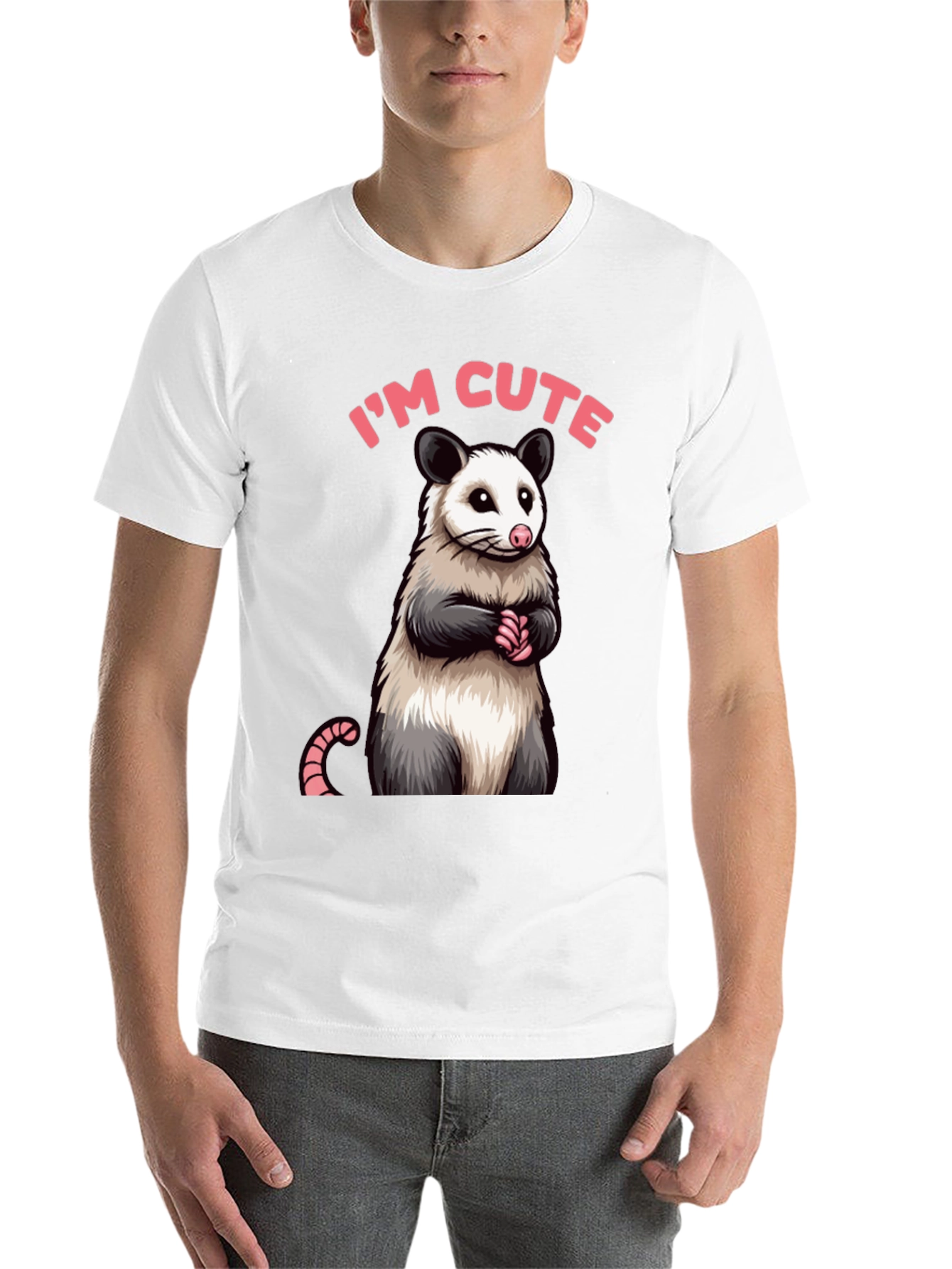 Black Cute Opossum Graphic Tee Shirt view 14