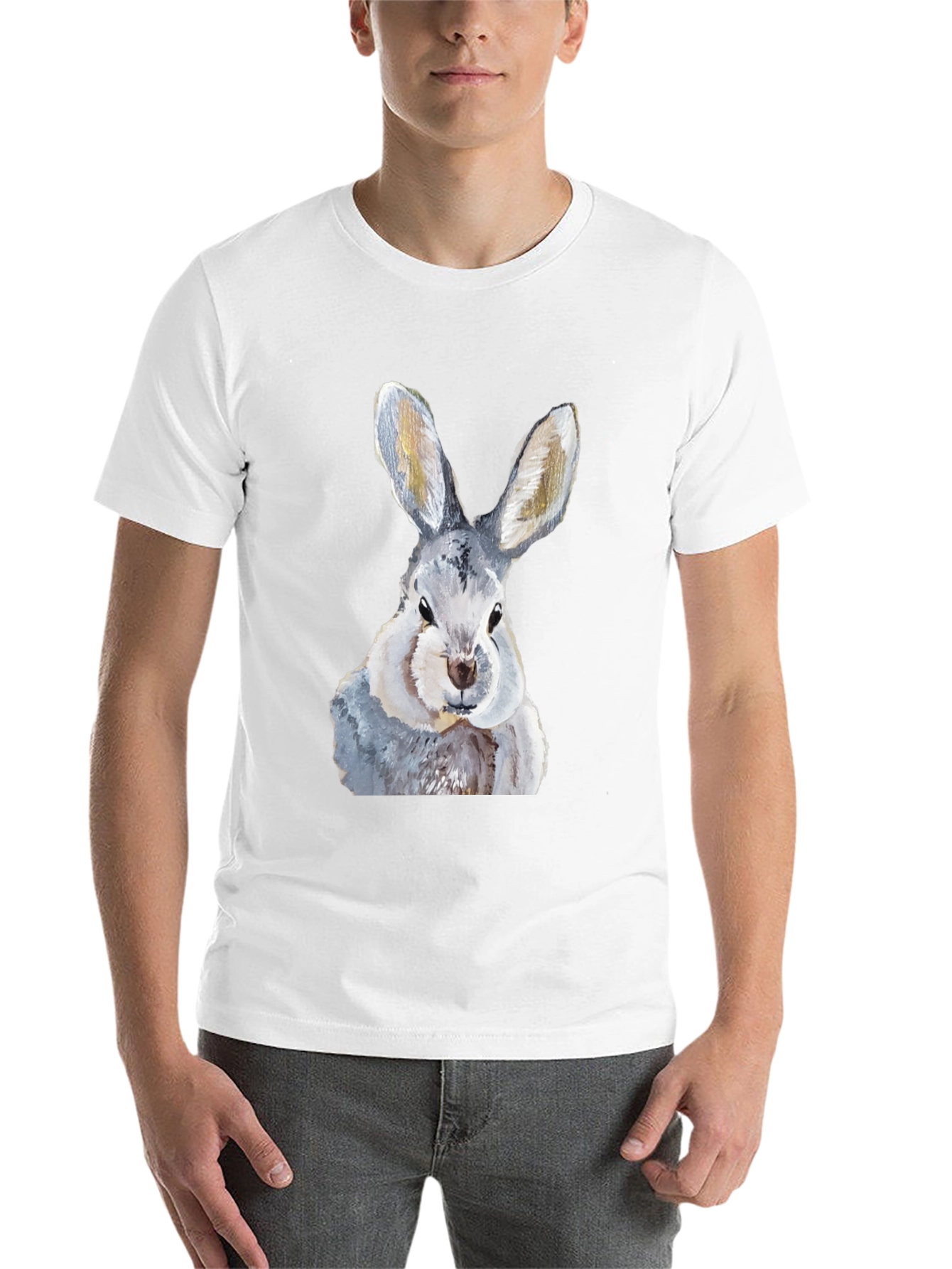 Hare T-Shirt: Soft Black Cotton Bunny Graphic Tee - 14