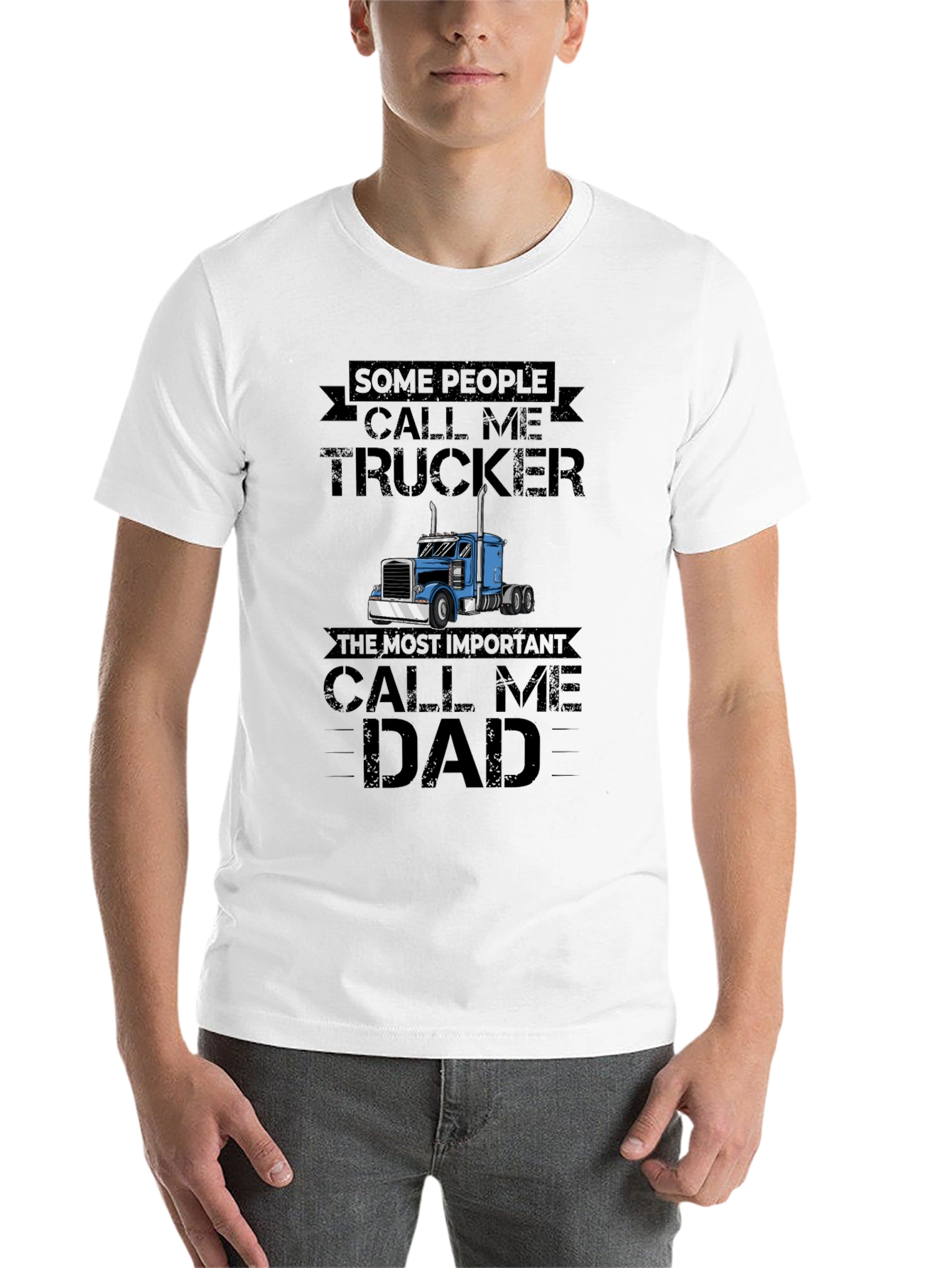 Black Trucker Dad Graphic Tee - Black view 14