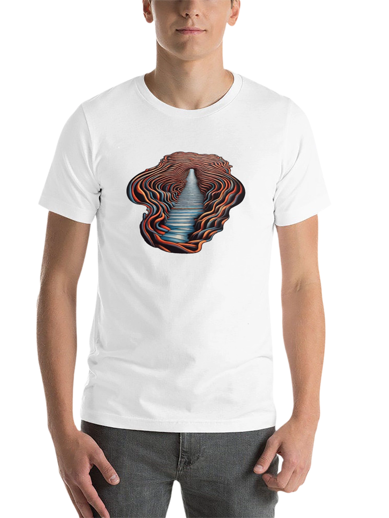 Black Optical Illusion Pathway Graphic Tee - Black view 14