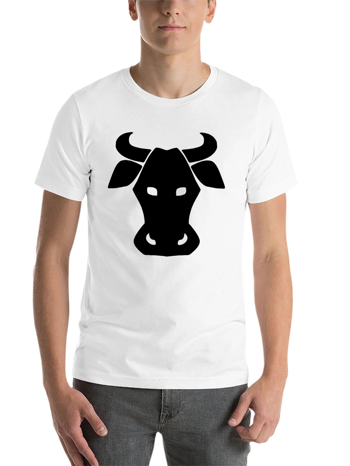 Black Cow Silhouette Black T-Shirt - Unisex Casual Tee view 14
