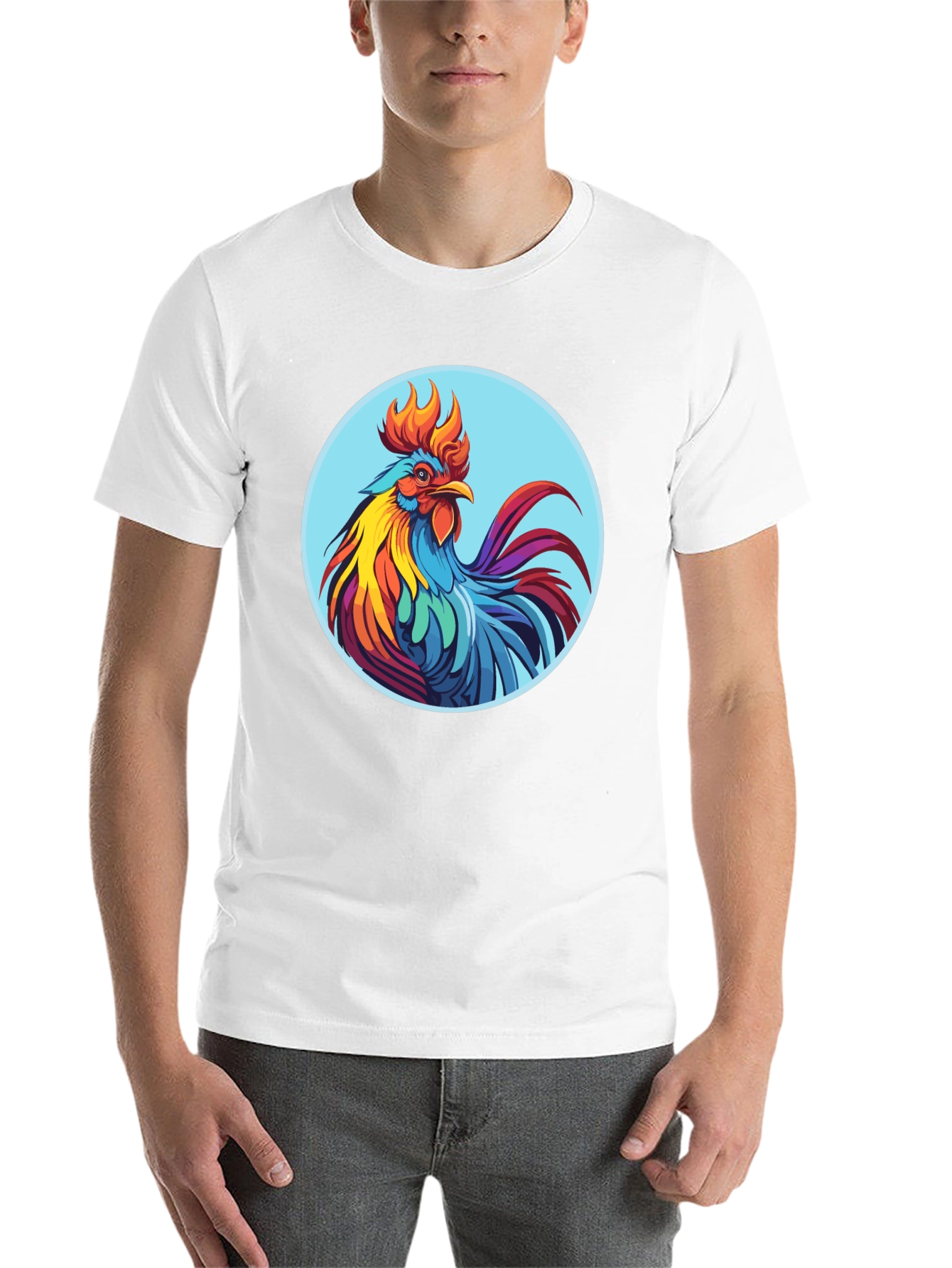Black Rooster Graphic Tee - Bold Black Cotton T-Shirt view 14