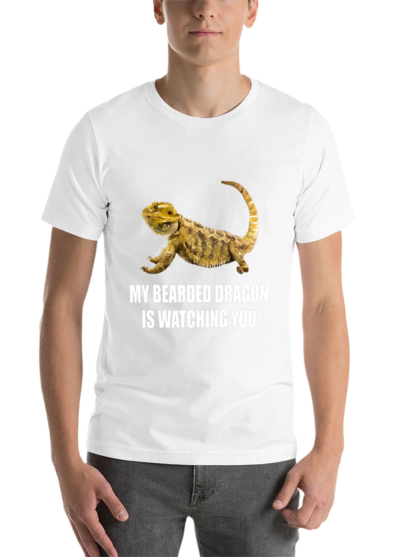 Black Bearded Dragon Watching You Graphic T-Shirt view 14