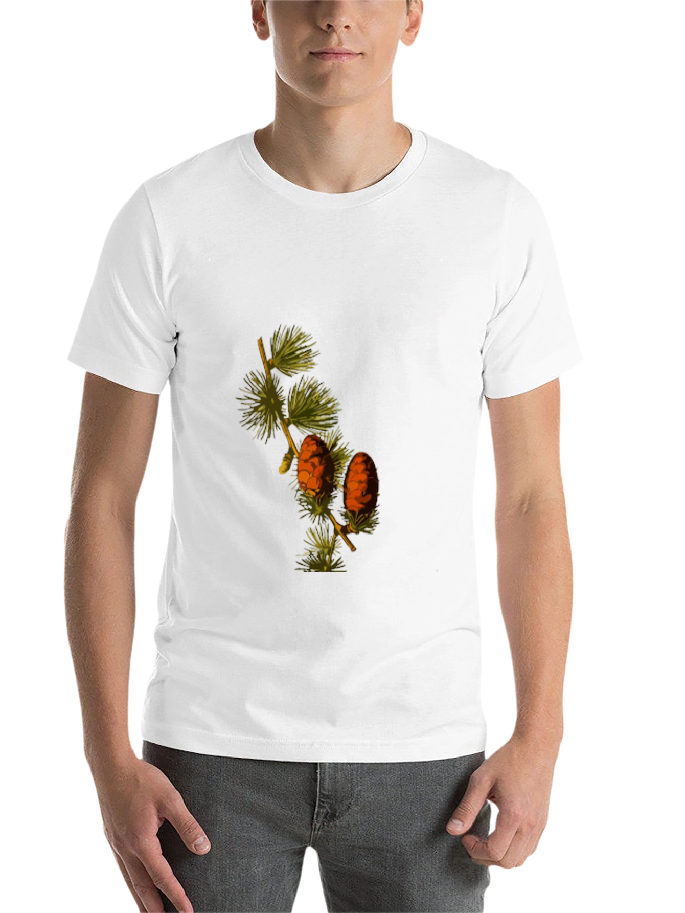 Black Botanical Pine Cone Graphic Tee - Nature Inspired T-Shirt view 14