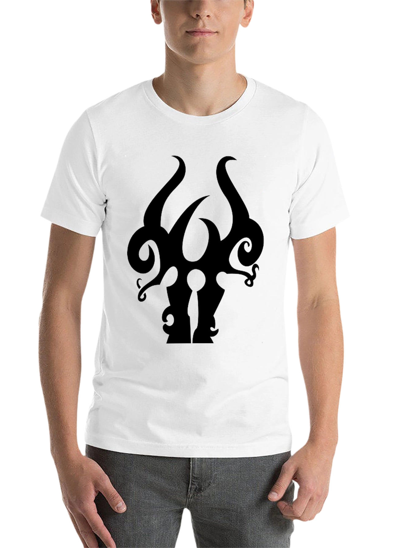 Black Men's Black Graphic Tee - Abstract Silhouette Design view 14