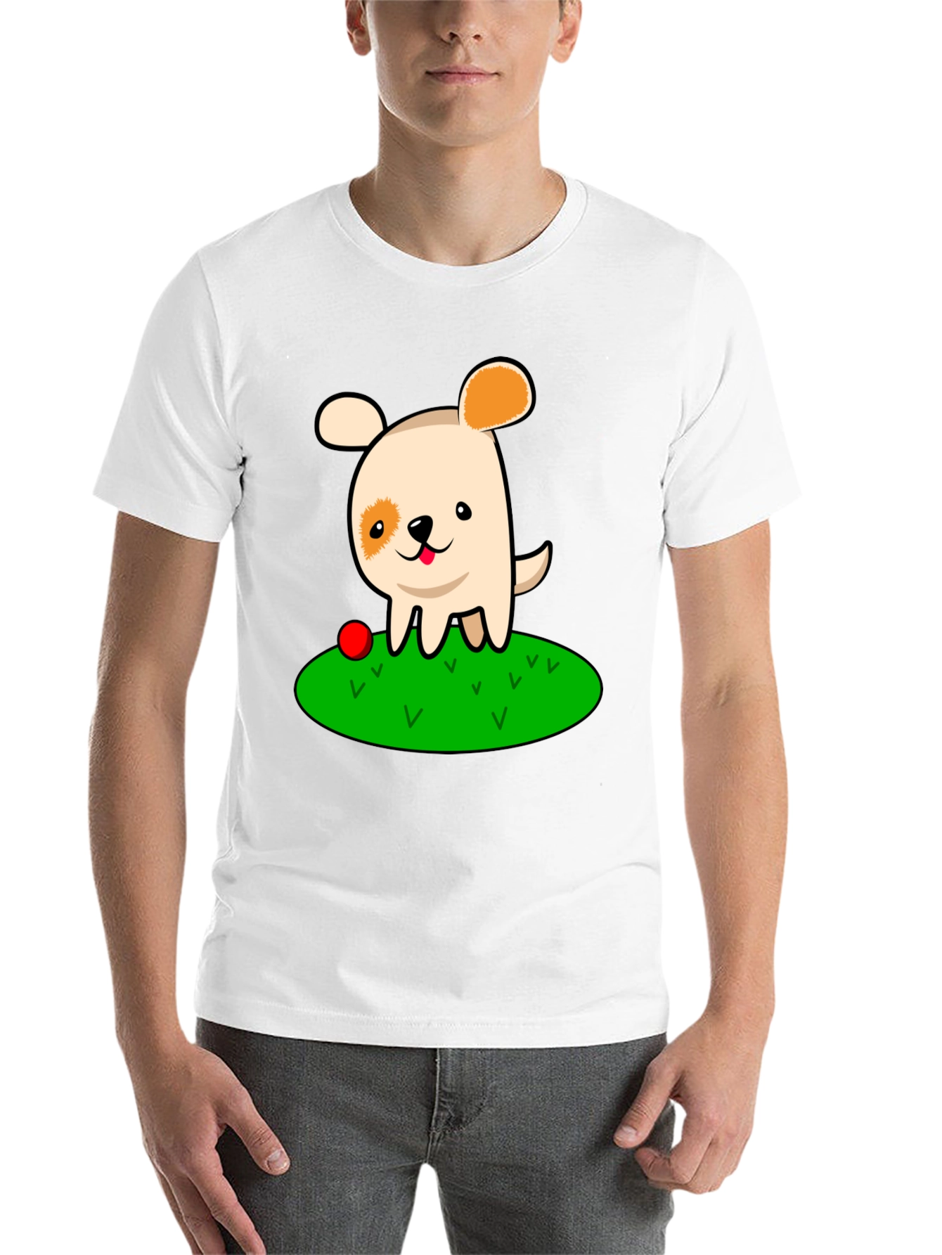 Black Cute Dog Cartoon Black T-Shirt view 14