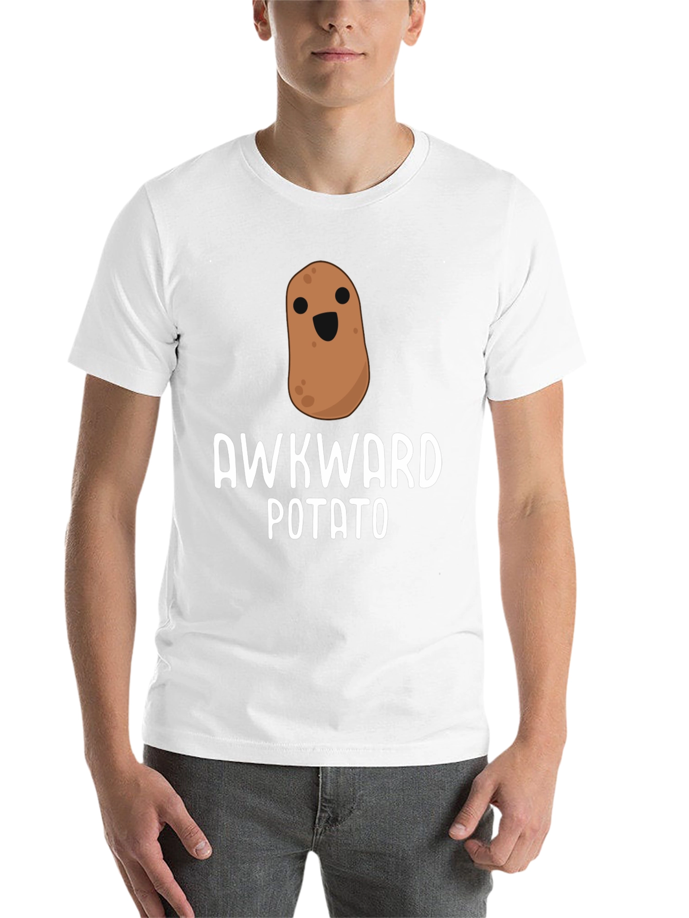 Black Awkward Potato Graphic T-Shirt - Unisex Black Tee view 14