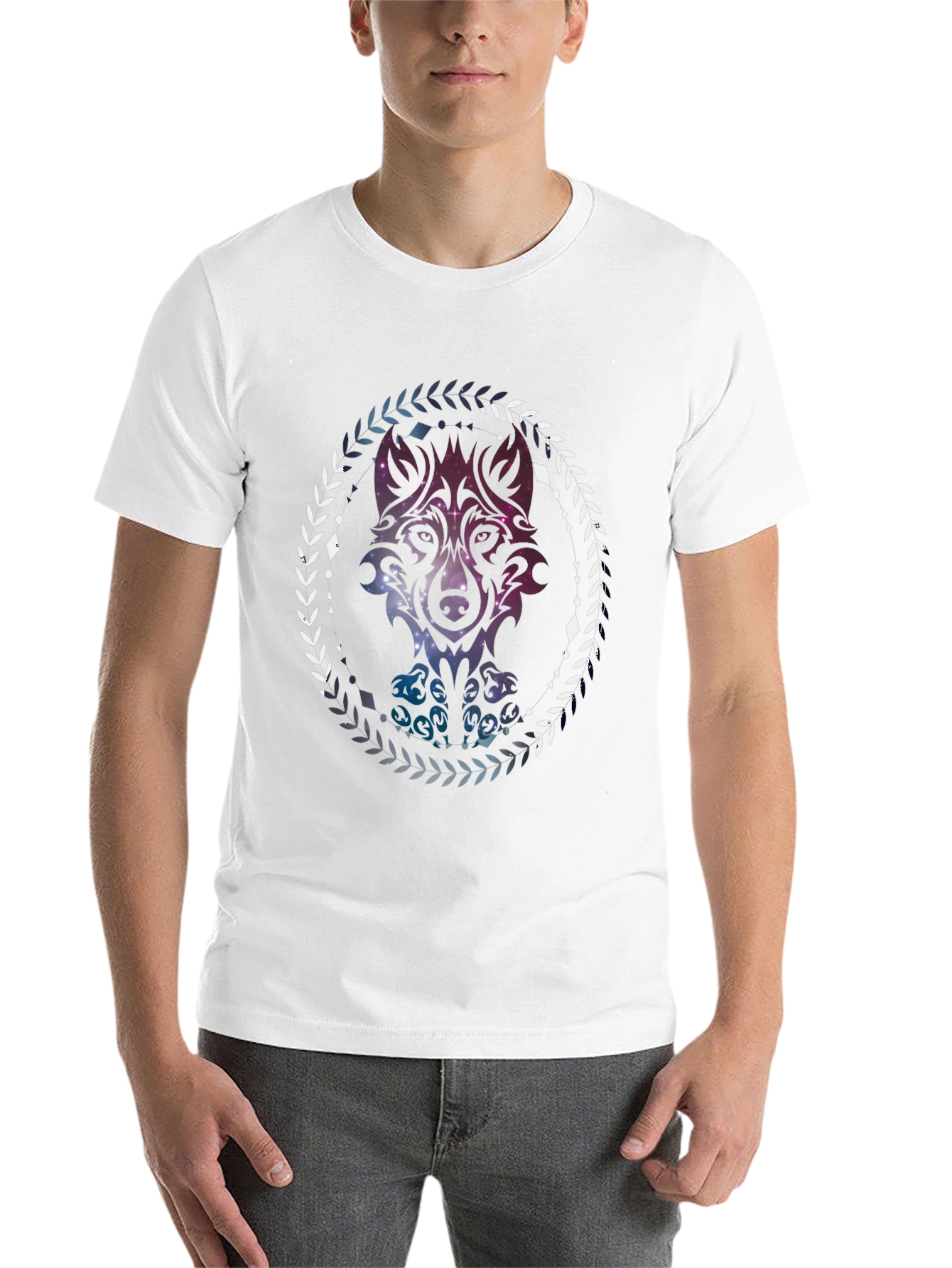 Black Wolf Galaxy T-Shirt - Artistic Graphic Tee view 14