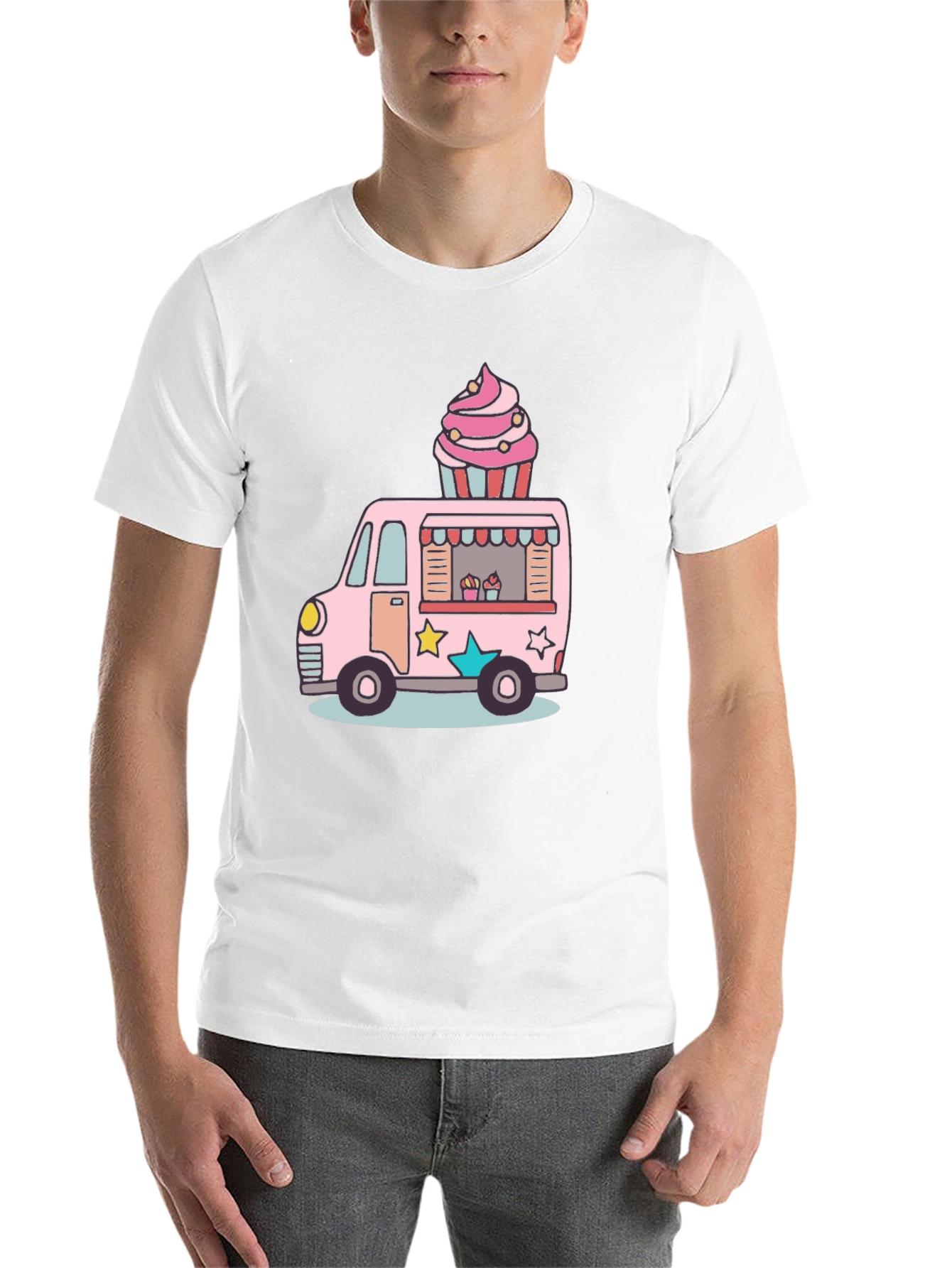 Black Cupcake Truck Graphic T-Shirt - Novelty Foodie Tee view 14