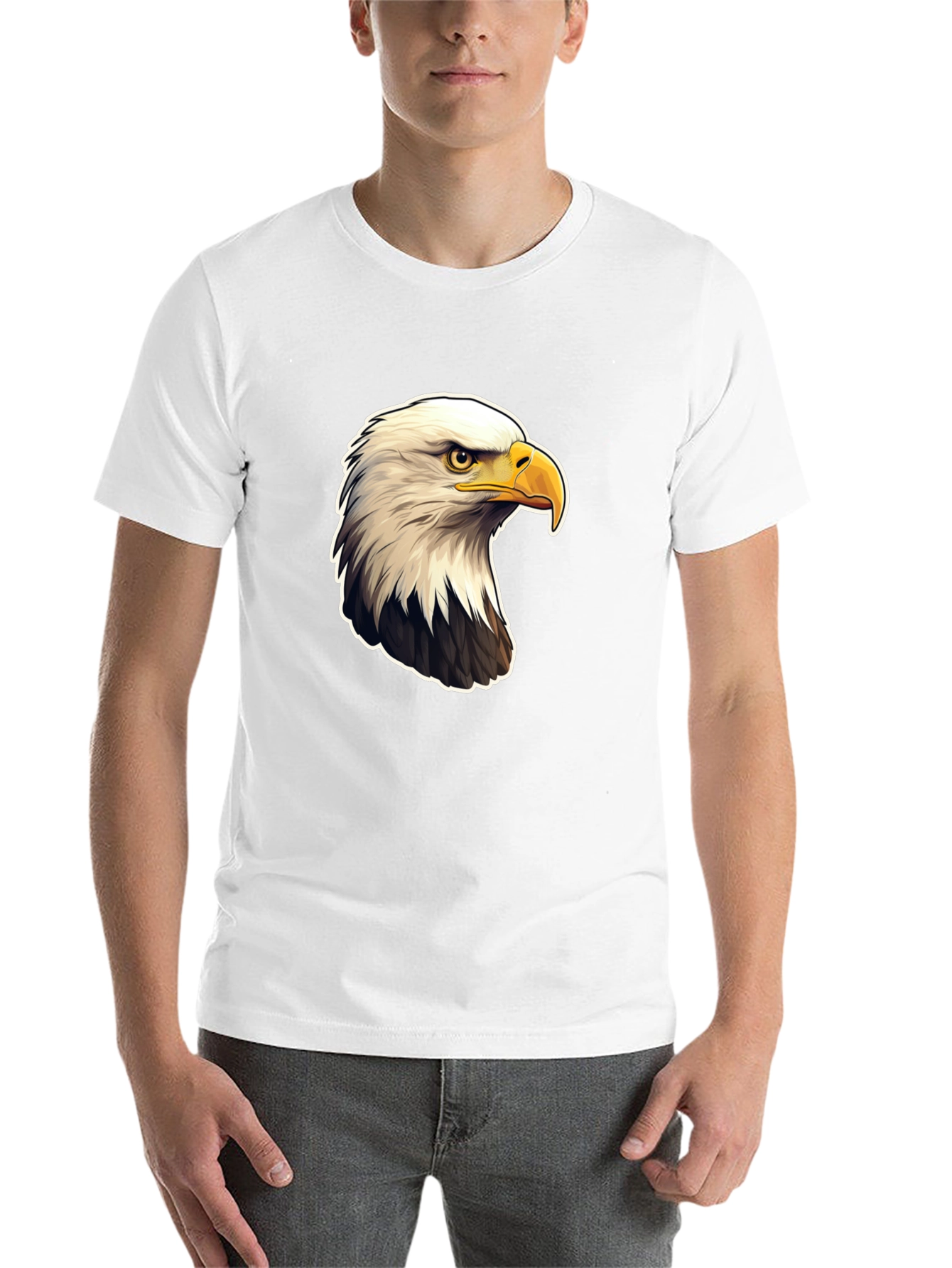 Black Bald Eagle Graphic Print Black T-Shirt view 14