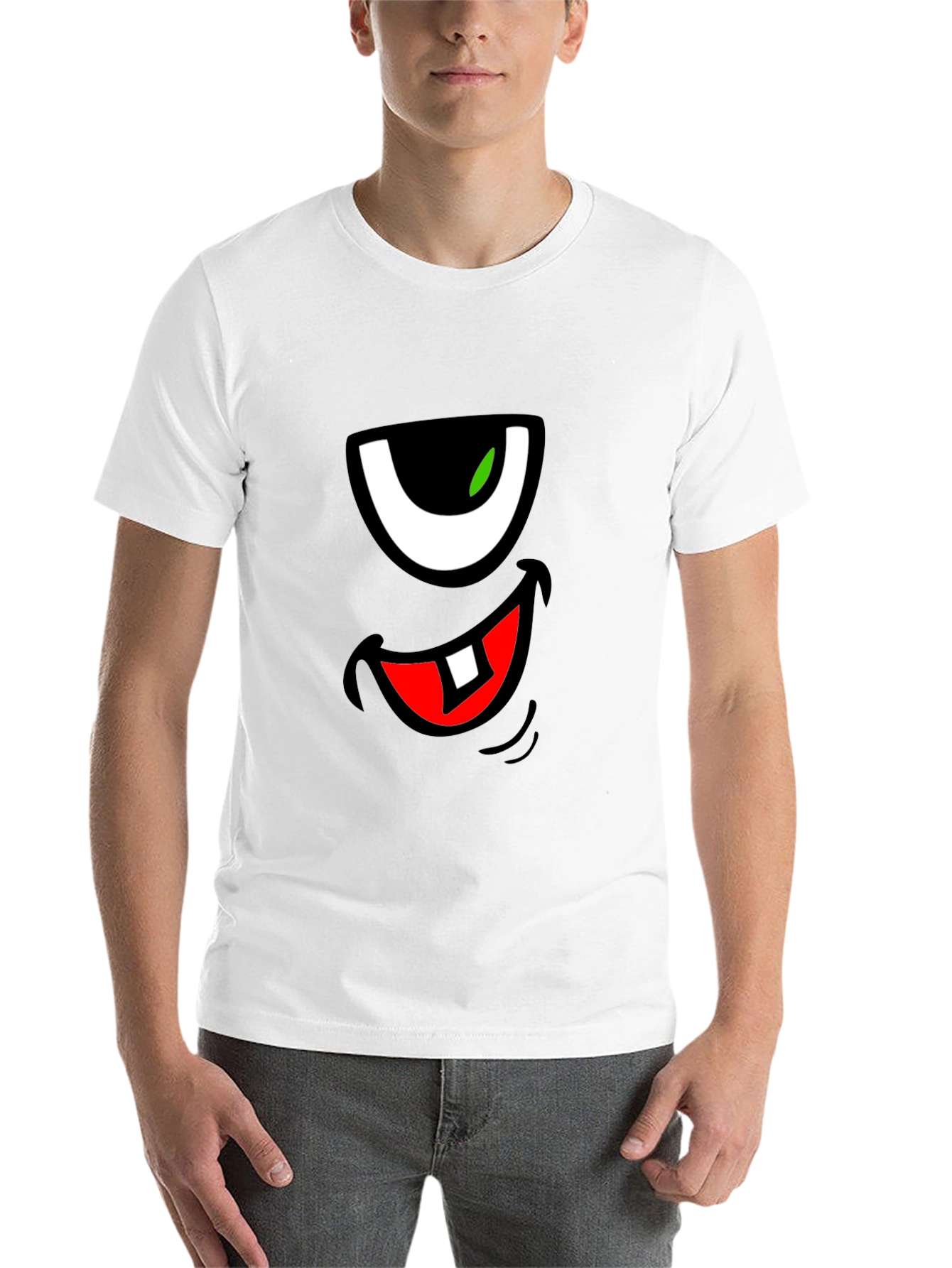 Black Funny Monster Face Graphic T-Shirt view 14