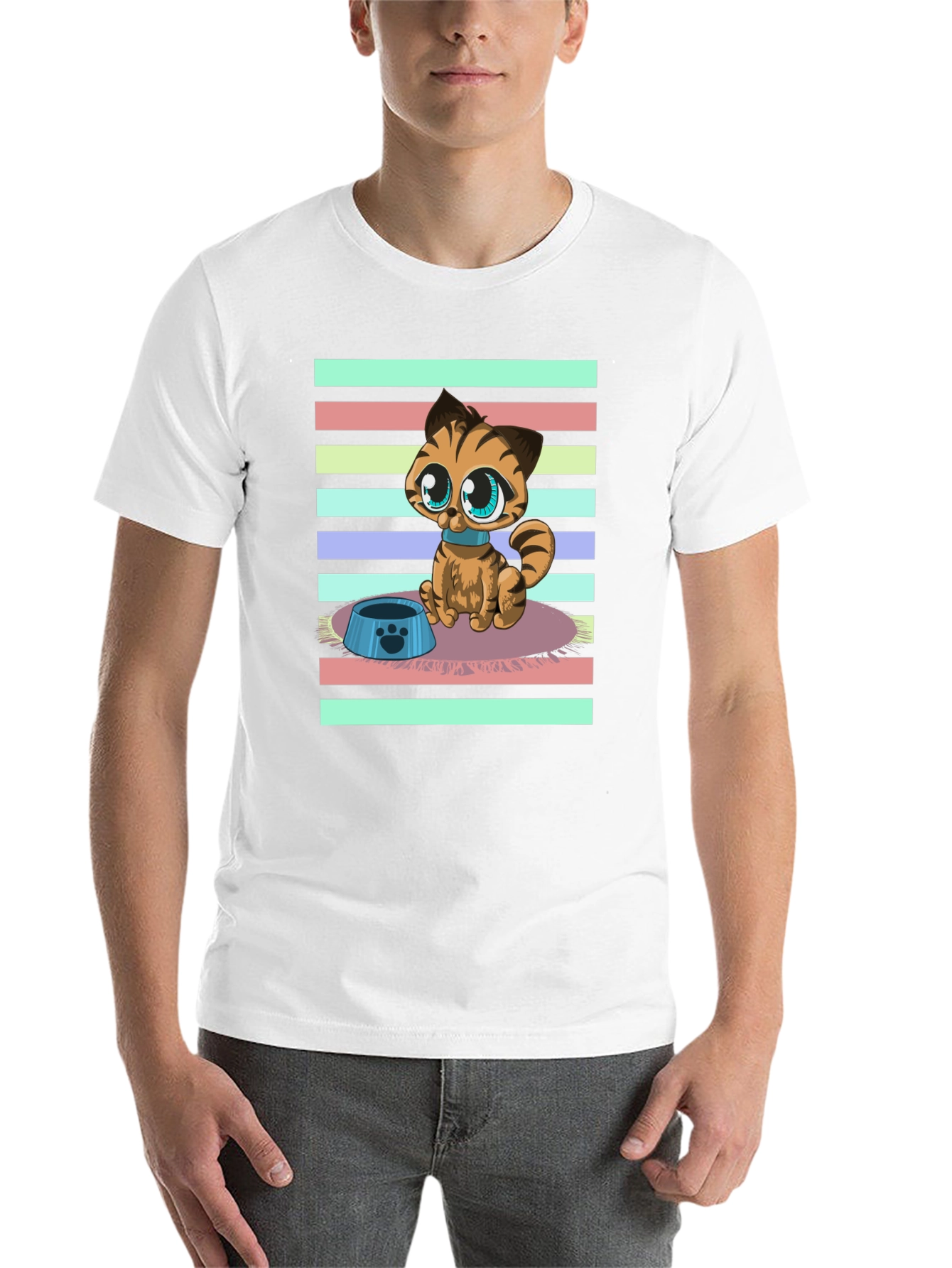 Black Cute Cartoon Cat Graphic T-Shirt view 14