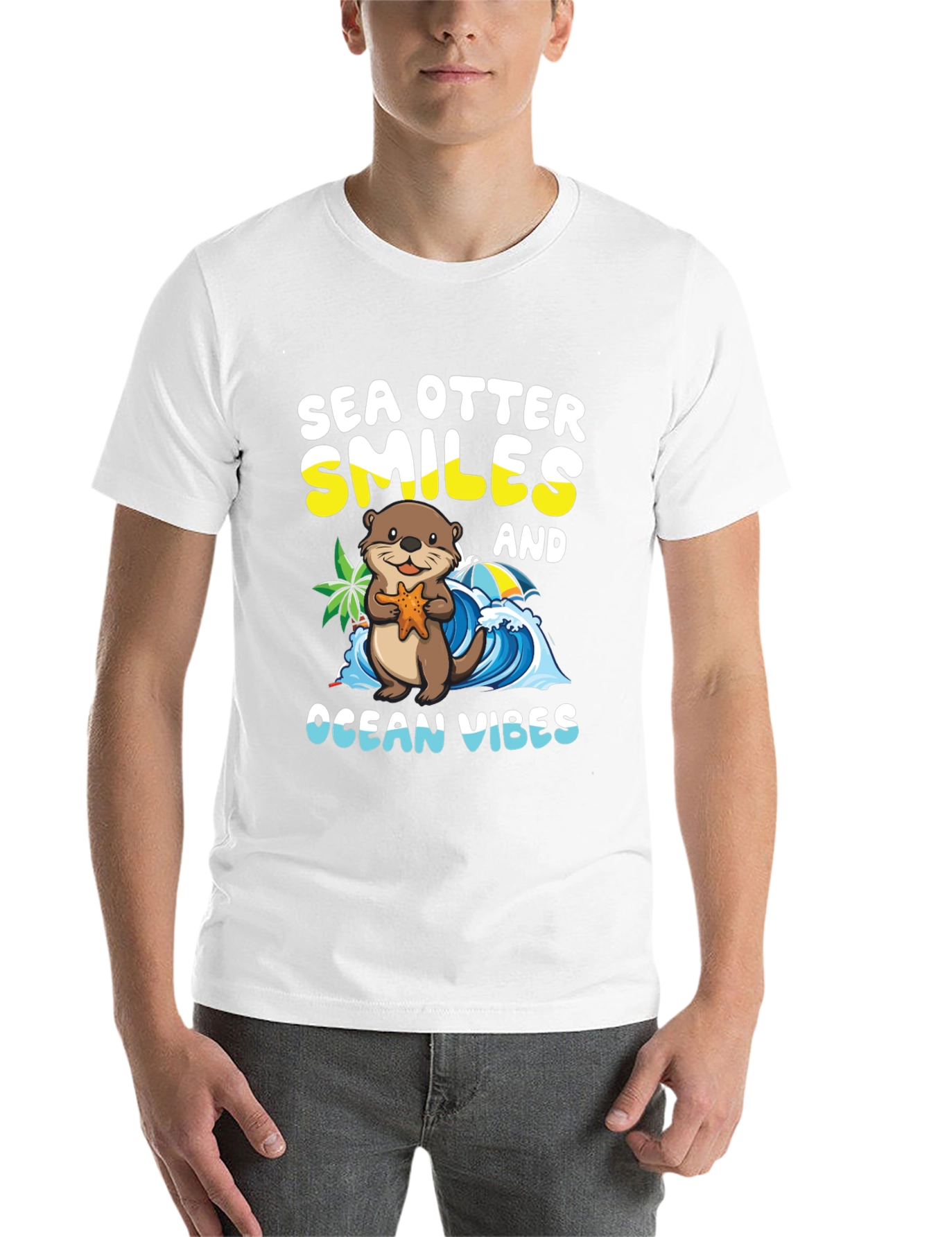 Black Sea Otter Smiles Ocean Vibes T-Shirt view 14