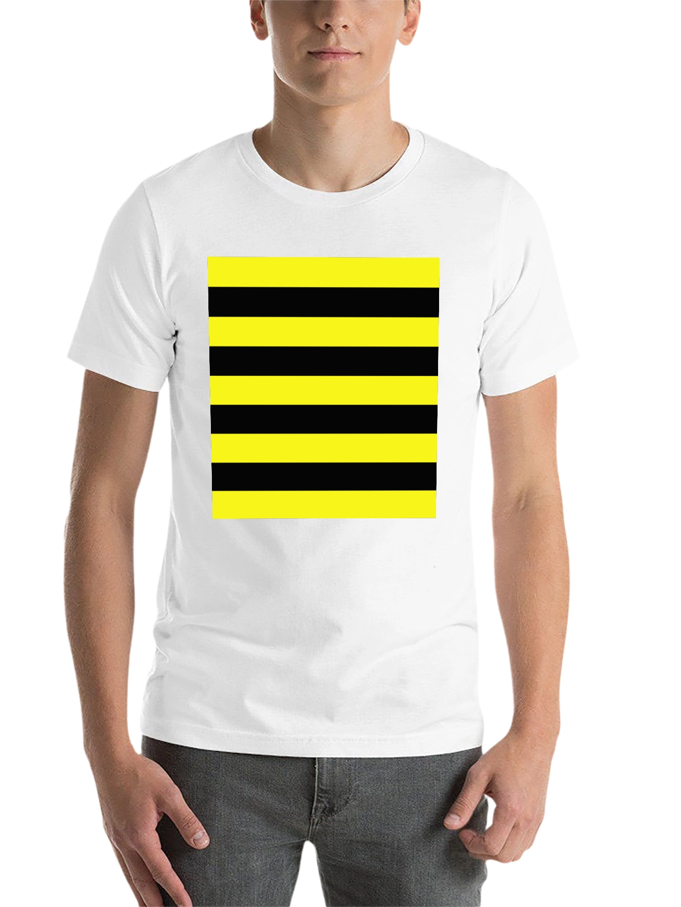 Black Striped Graphic Tee - Black and Yellow view 14
