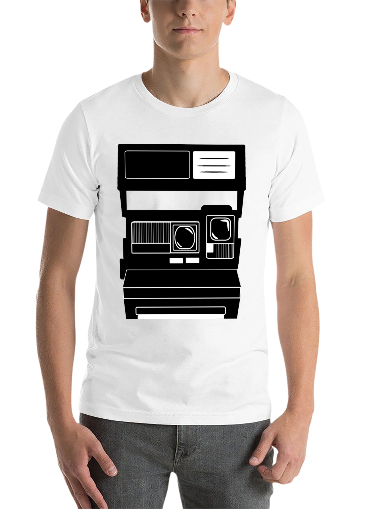 Black Retro Camera Graphic Tee - Unisex Black T-Shirt view 14