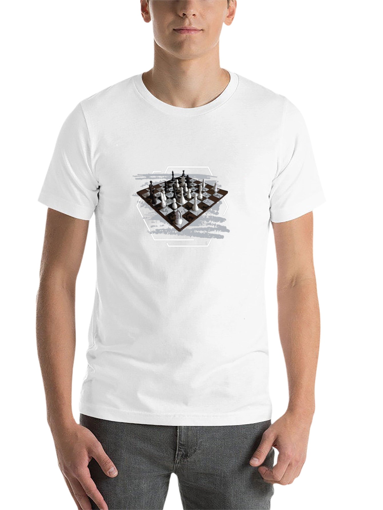 Black Chessboard Graphic Tee - Stylish Unisex Black T-Shirt view 14