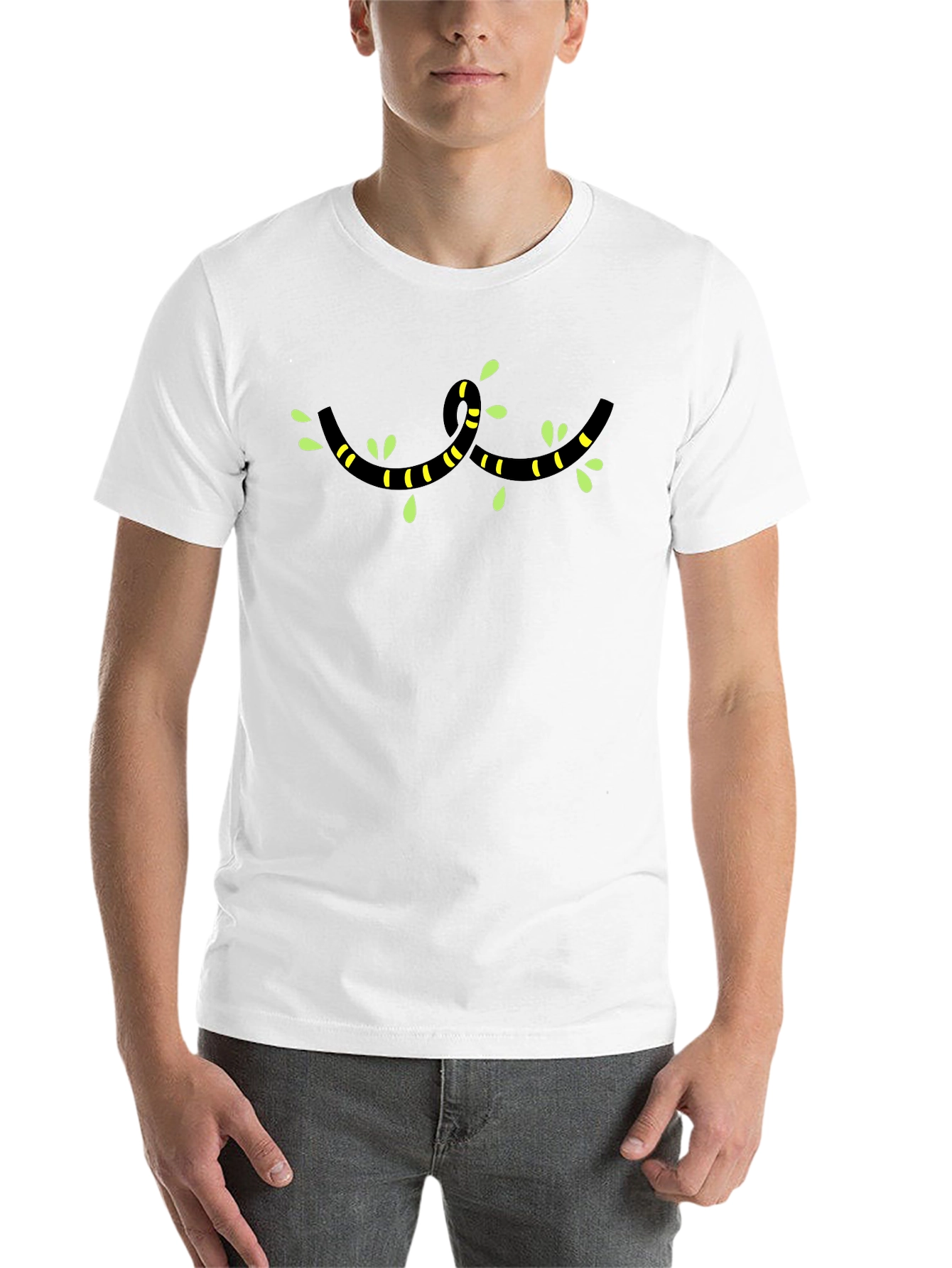 Black Striped Worm Vine T-Shirt - Unique Graphic Tee view 14