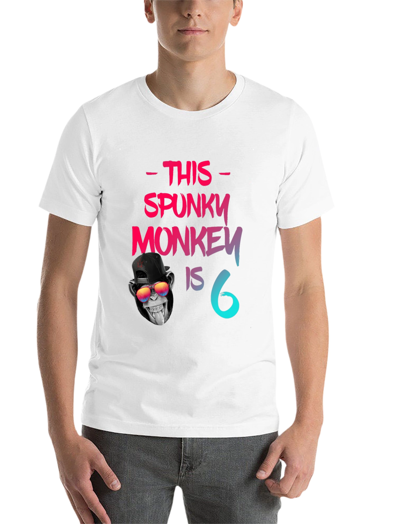 Black Spunky Monkey Birthday T-Shirt -  6 Years Old view 14
