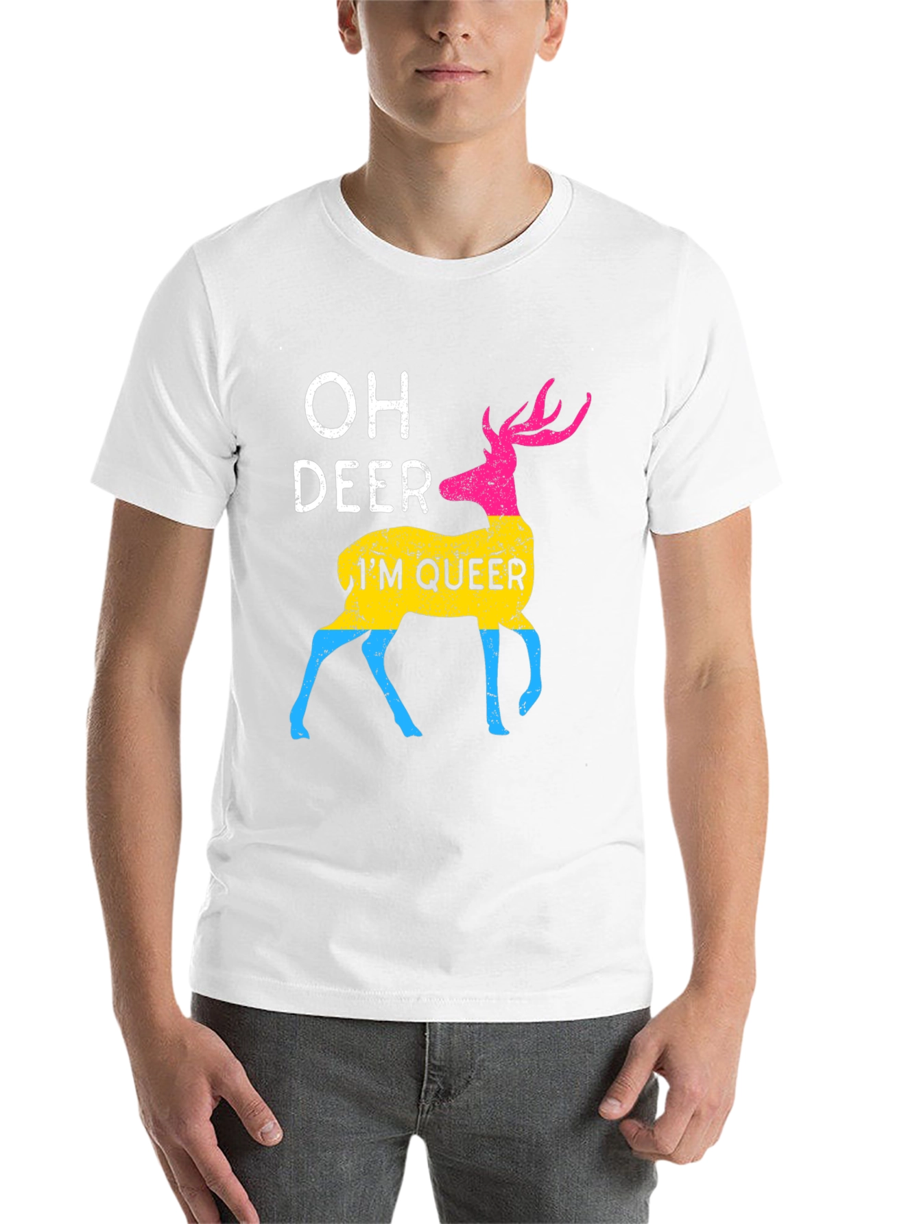 Black Oh Deer I'm Queer T-Shirt view 14