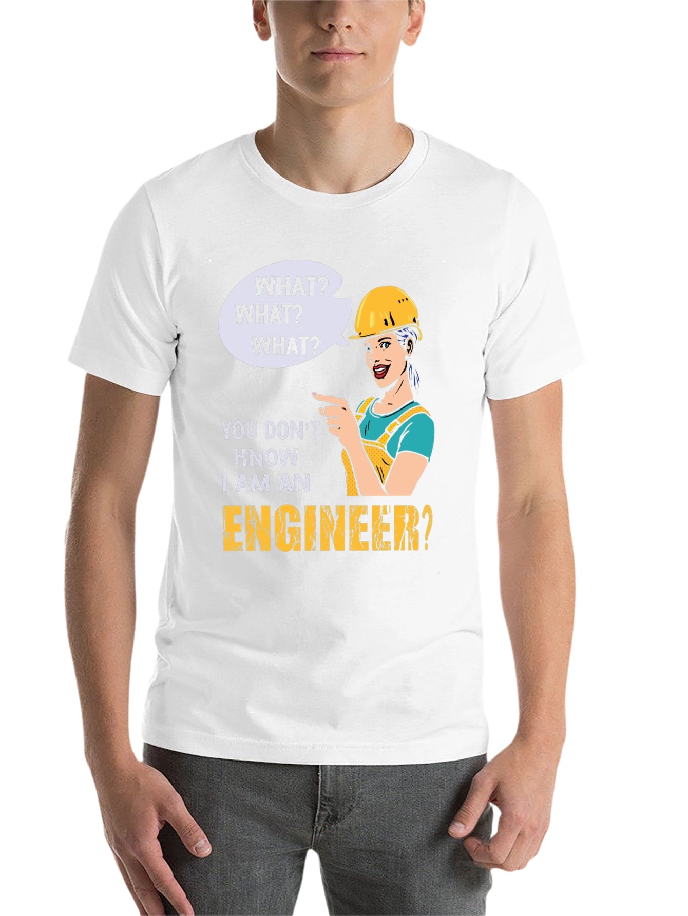 Black Engineer Humor T-Shirt - "What? I Am An Engineer?" view 14